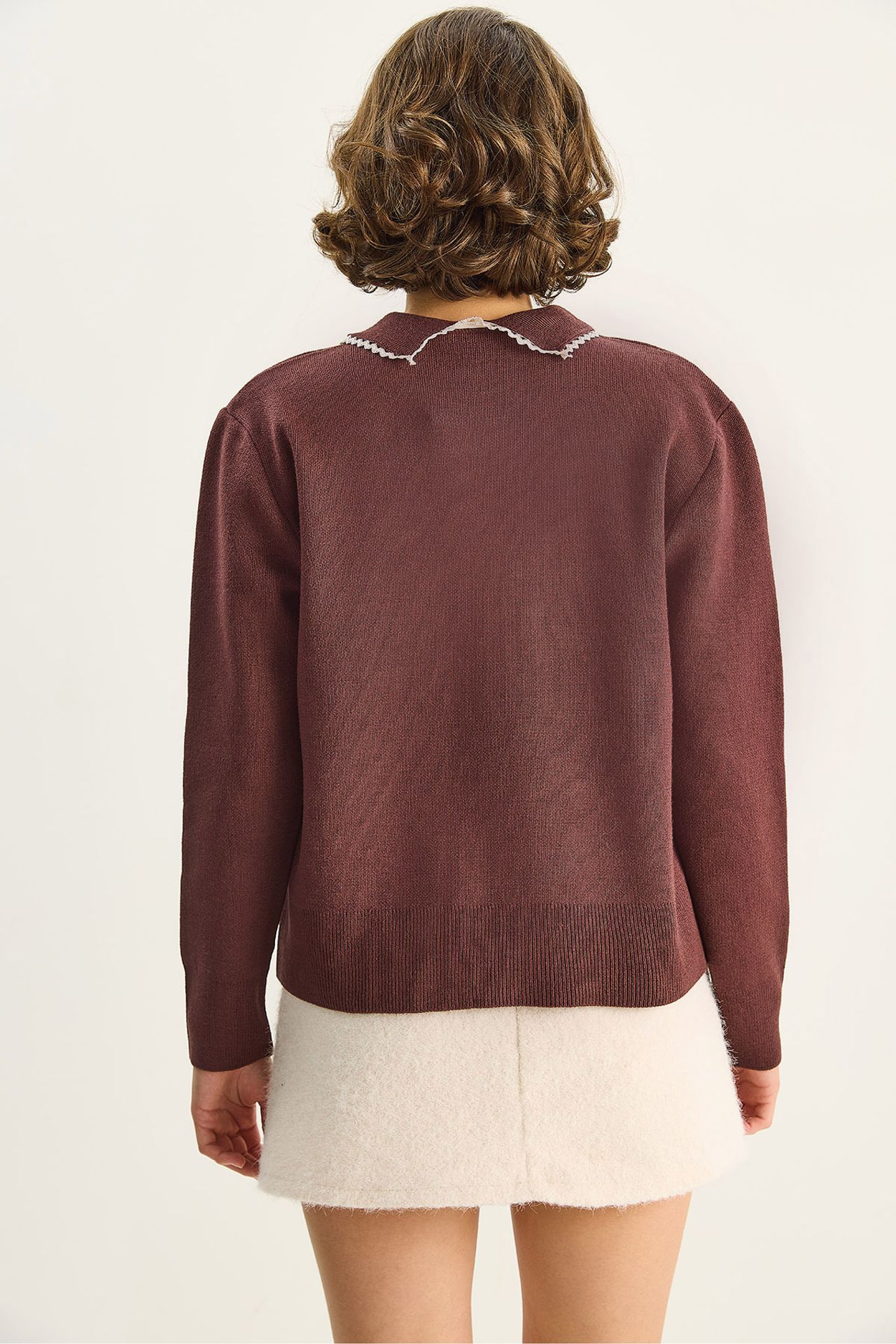 LUCCI Knit Sweater with Shirt Collar 6