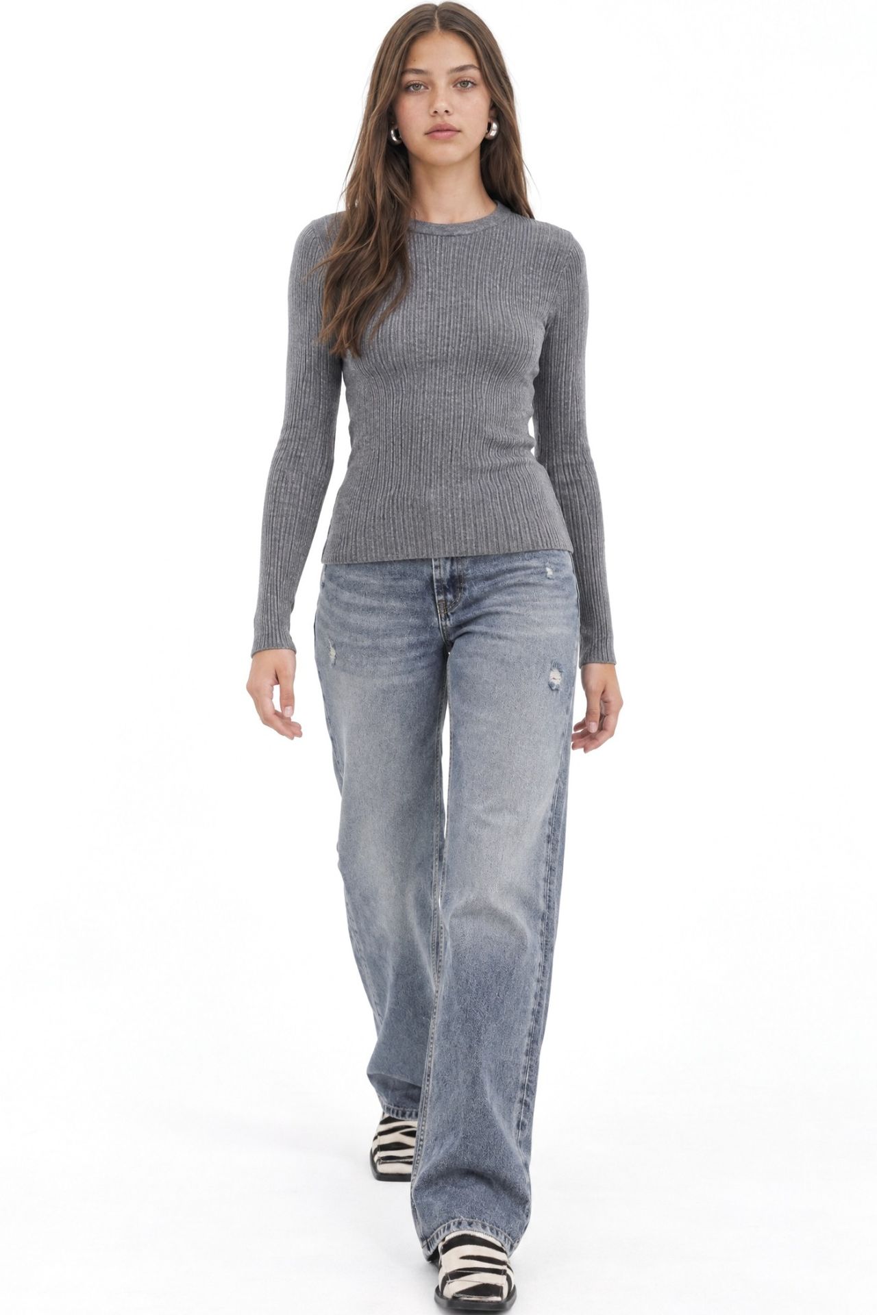 Mixray Soft Textured Ribbed Fitted Top 3