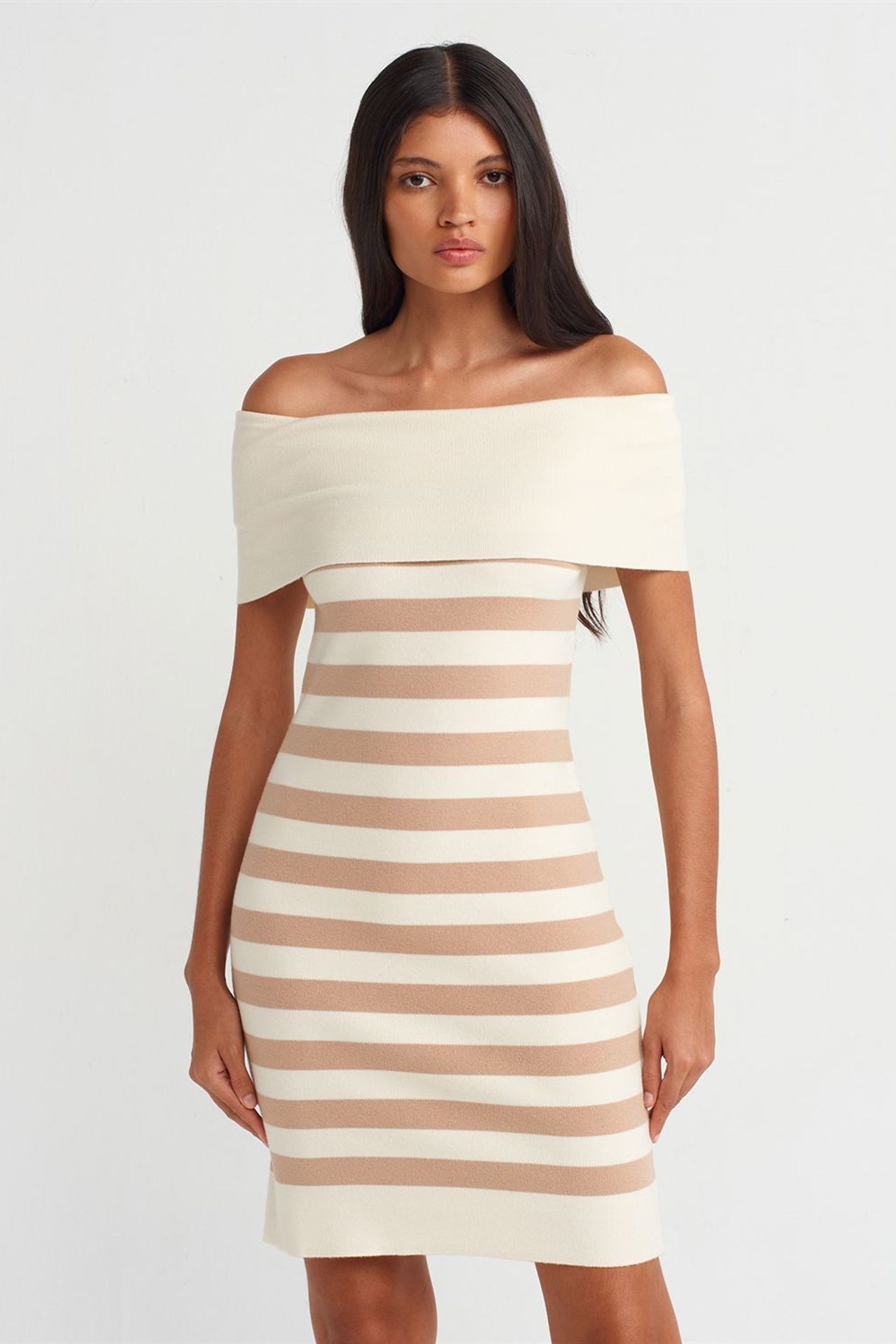 DILVIN Striped Ribbed Bodycon Mini Dress 4
