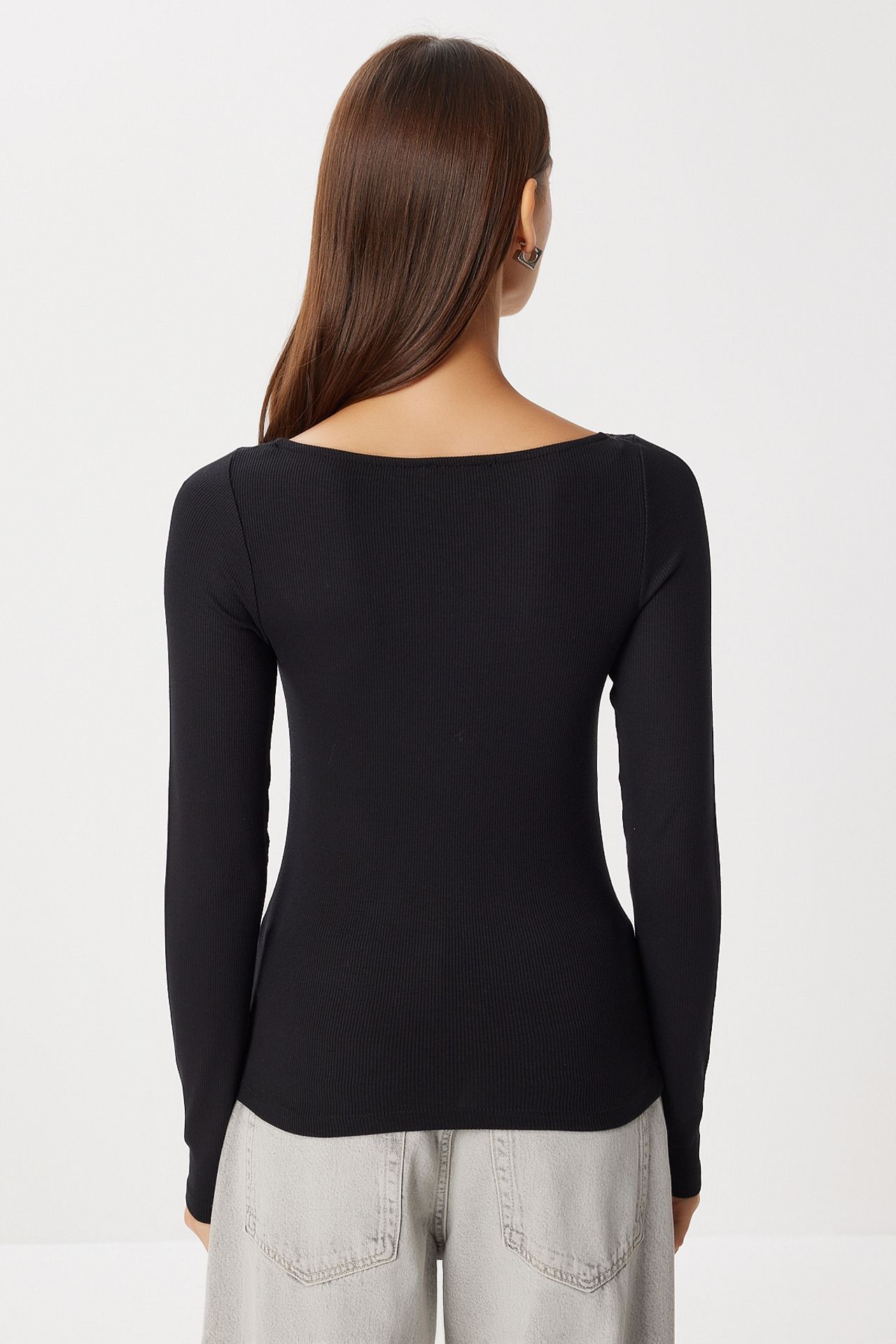 ISTANBUL Lace U Collar Long Sleeve Fitted Blouse 6