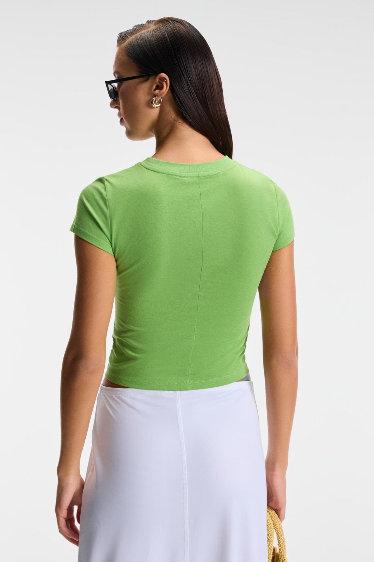 GRIMELANGE Printed Crop Crew Neck T-Shirt 5