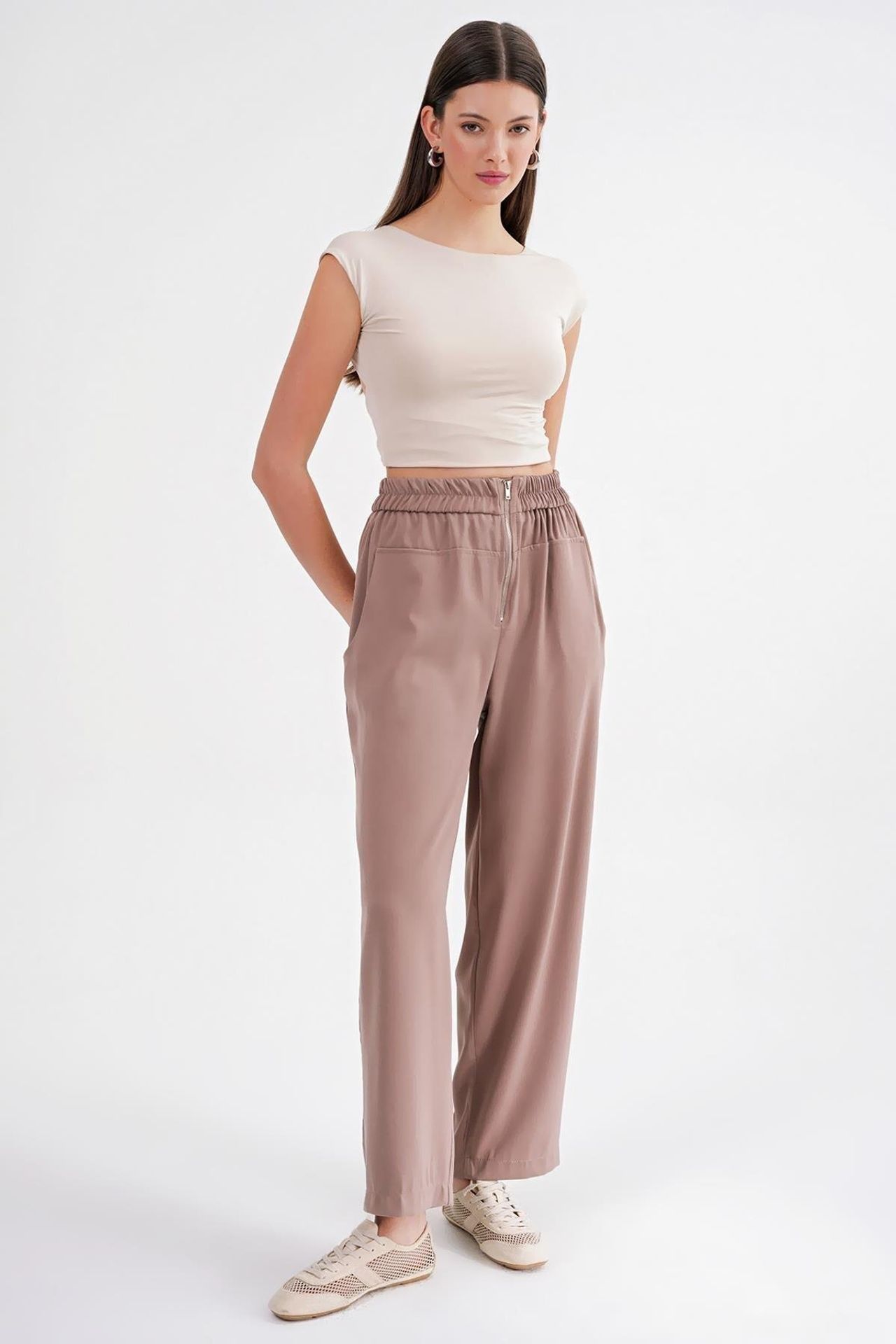 Mixray Drawstring Waist Cigarette Jogger Pants 2