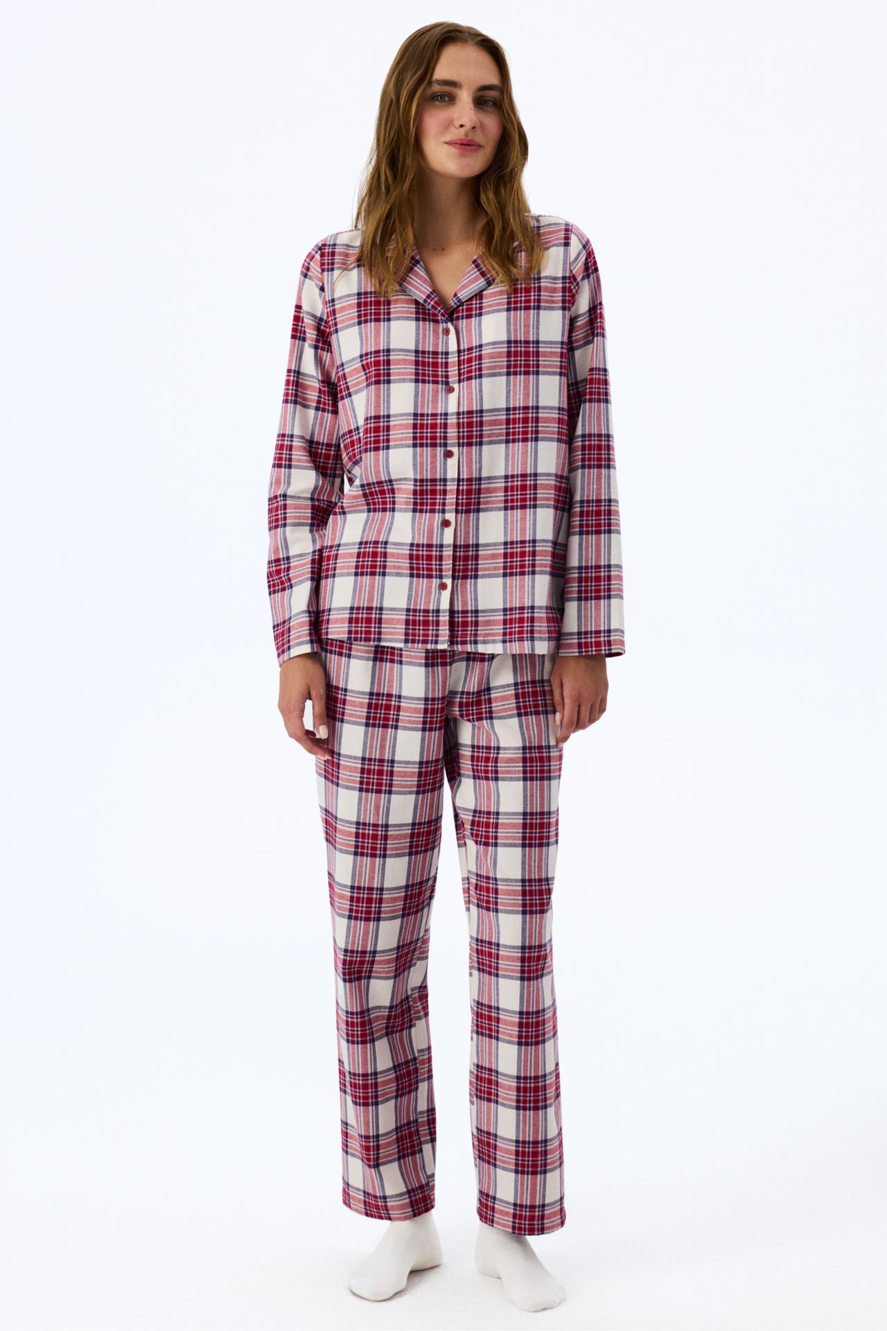 PENTI Leila Checked Long Sleeve Shirt Trousers Pyjama Set 1