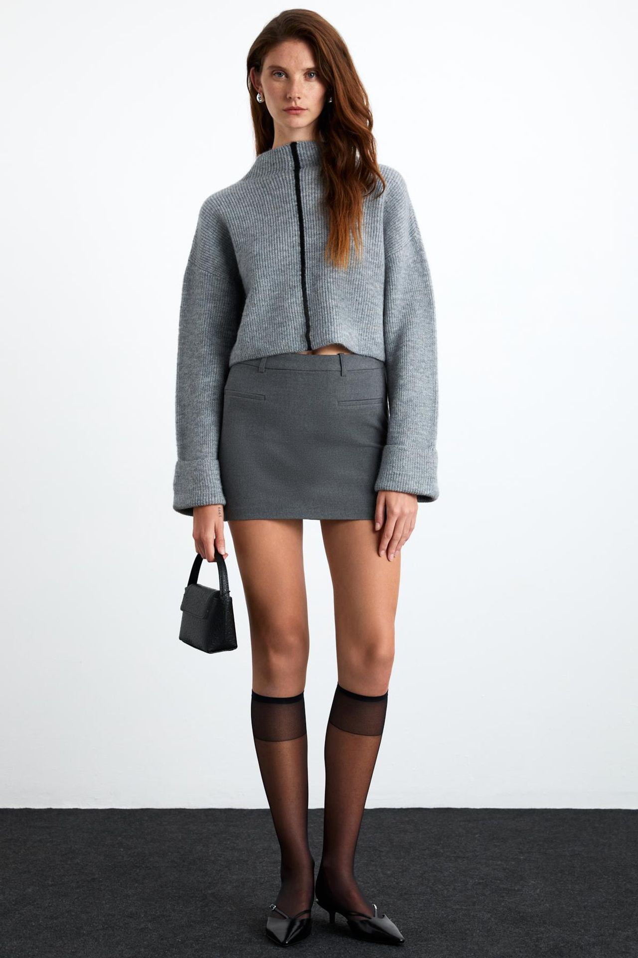 GRIMELANGE Crop Ribbed Half Turtleneck Sweater 4