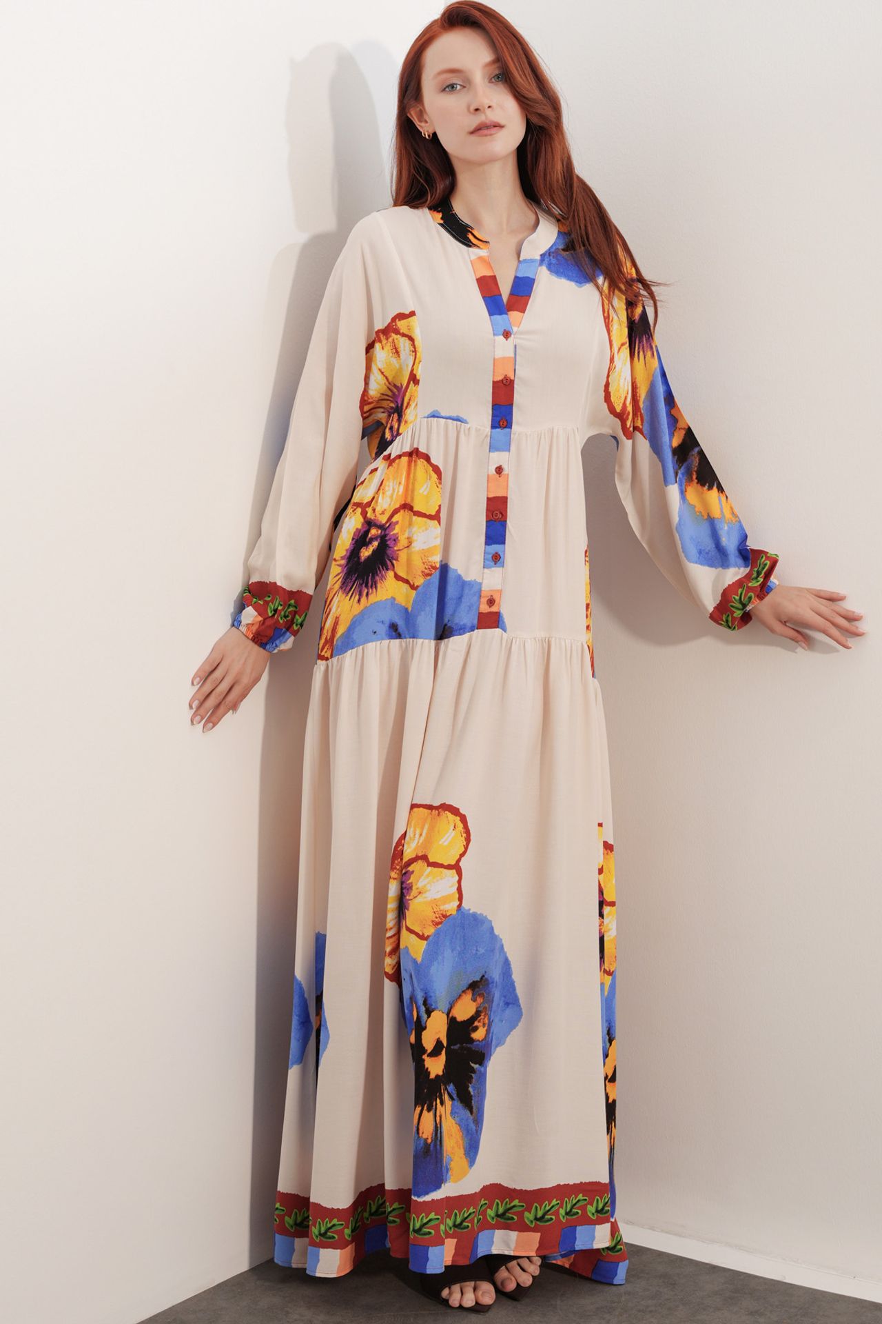 BDART Patterned V-Neck Maxi Dress