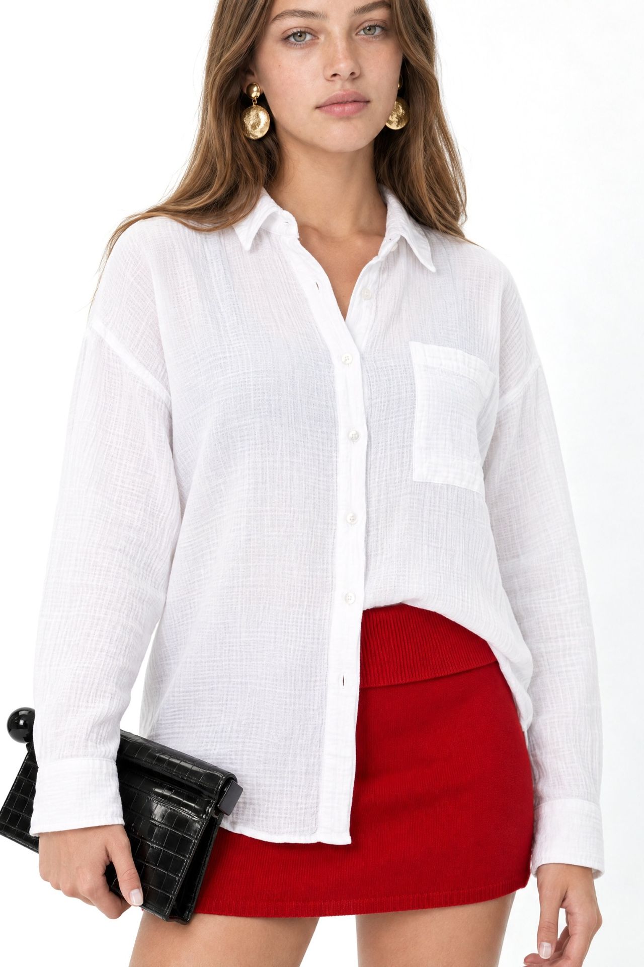 Mixray Oversize Shirt with Pocket Detail 2