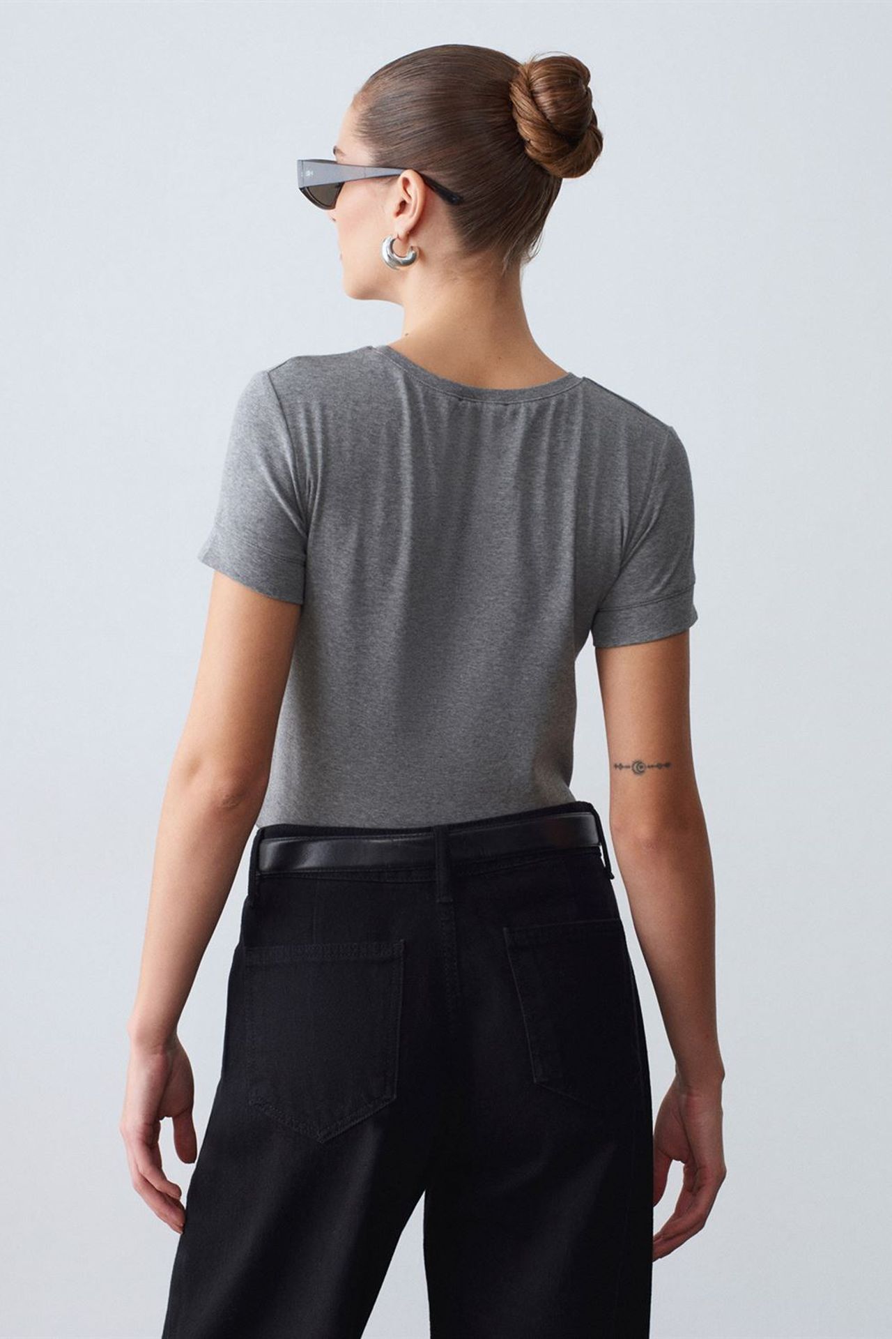 DILVIN Kadın Slim Fit Bisiklet Yaka Tişört 3