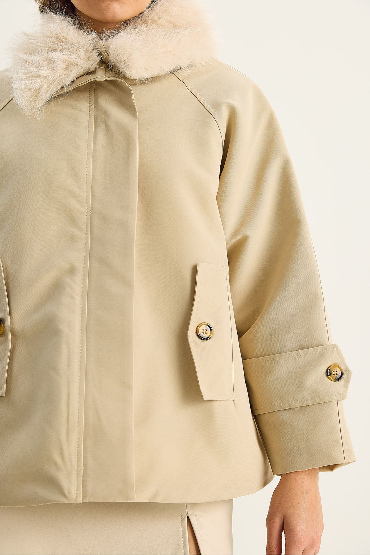 LUCCI Zipper Jacket with Faux Fur Collar 6