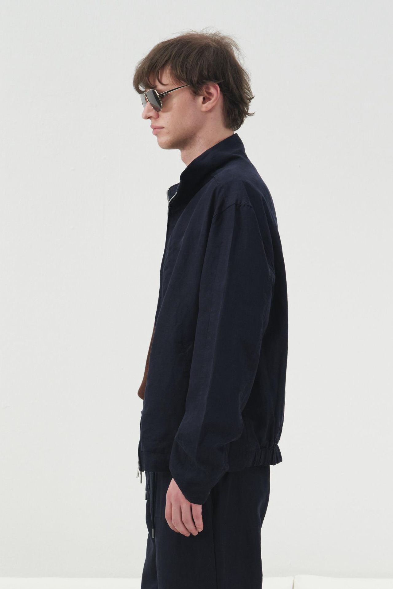 GIESTO Men's Solid Woven Jacket With Zipper Collar 3