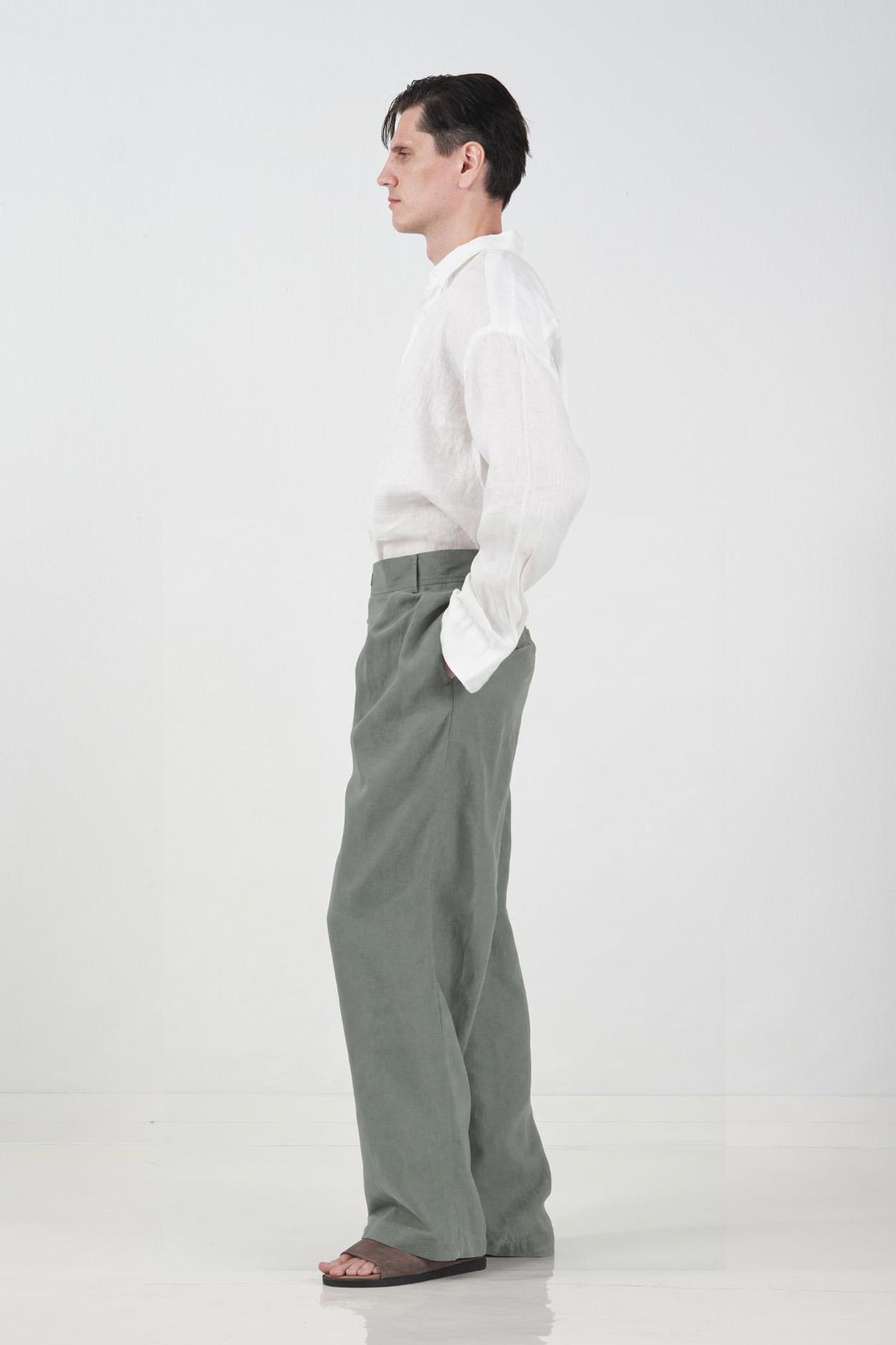 GIESTO Men's High-waist Wide-leg Woven Trousers 3