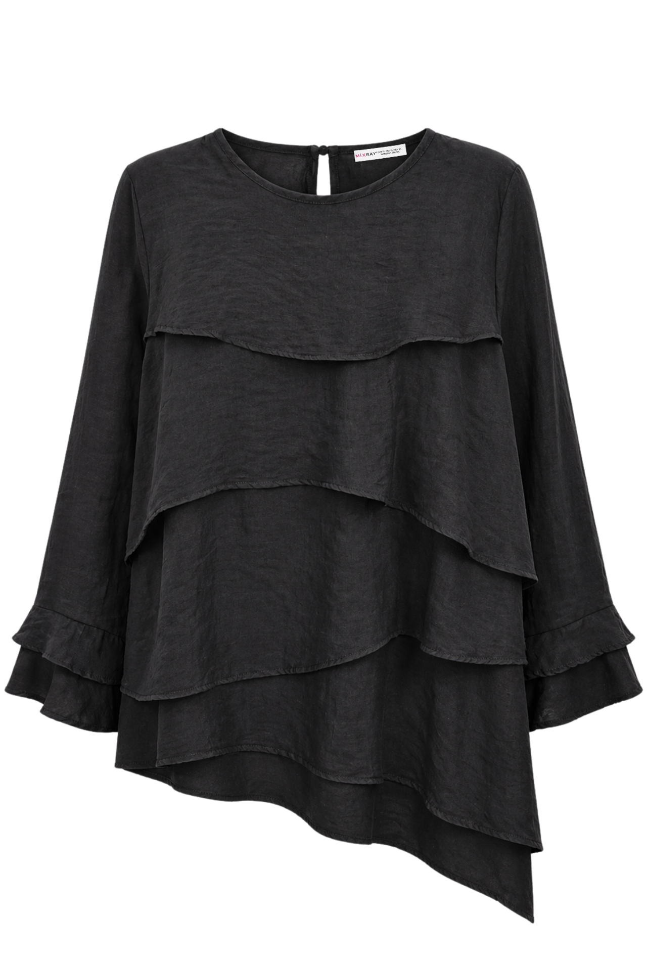 MIXRAY Frilly Long Sleeve Crew Neck Blouse 4
