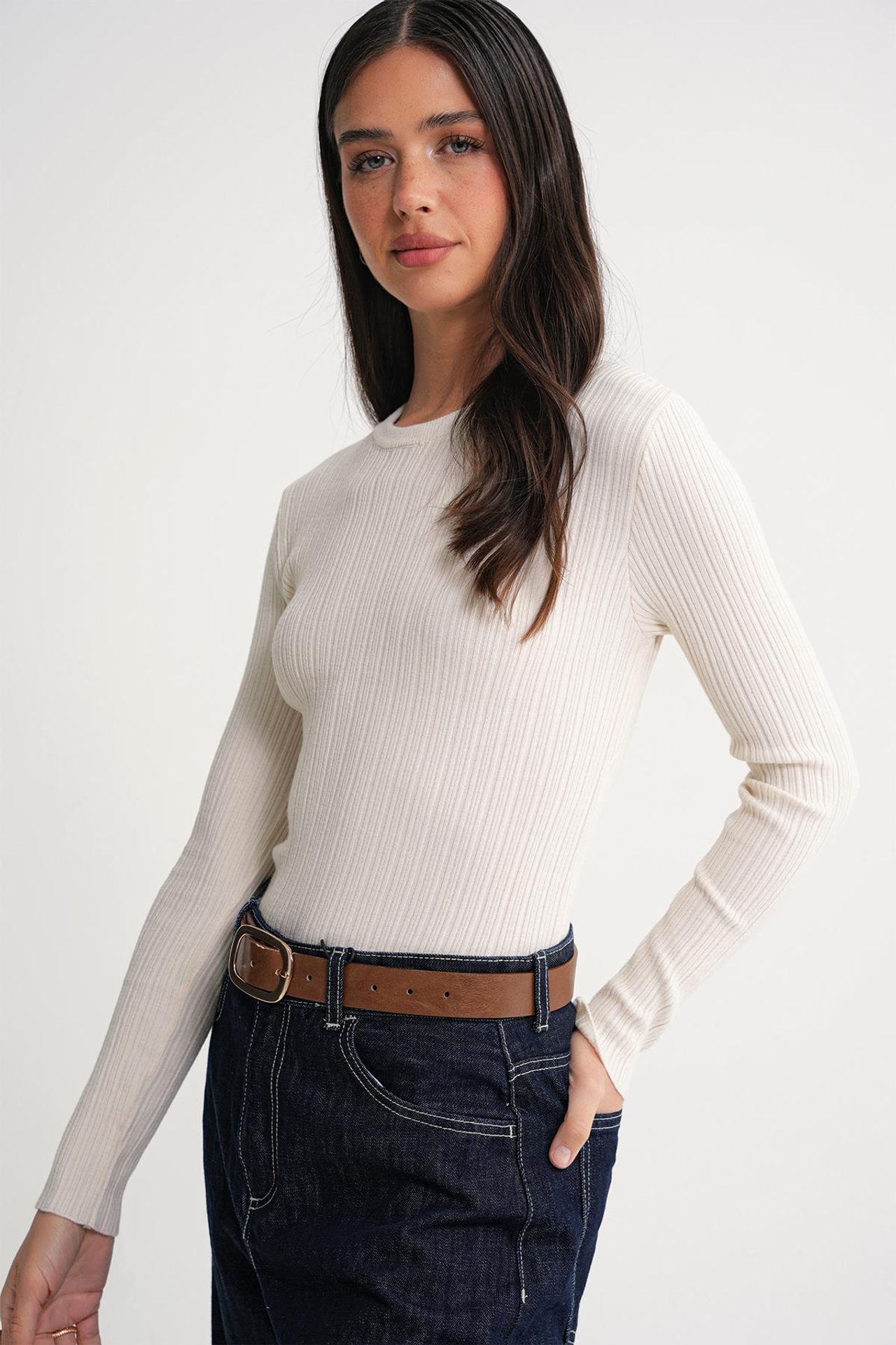 Mixray Soft Textured Ribbed Fitted Top 3