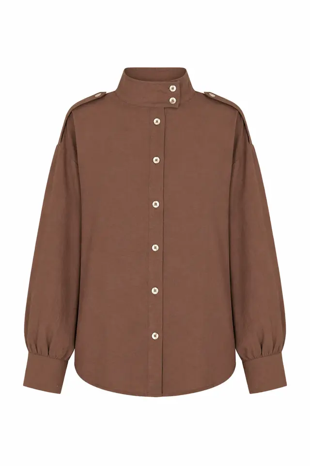 MIXRAY Mandarin Collar Button-Up Casual Shirt