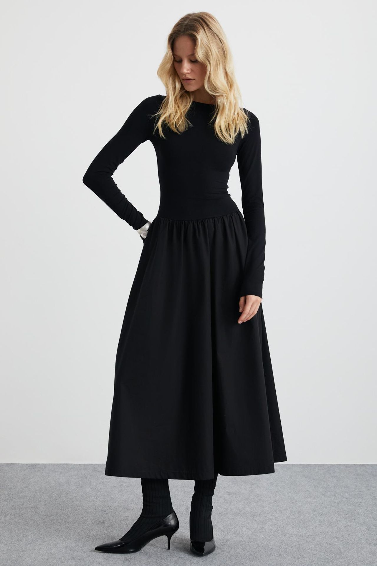 GRIMELANGE Boat Neck Pleated Maxi Dress 3