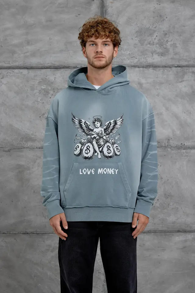 NOMARC Baskılı Kapüşonlu Oversize Sweatshirt