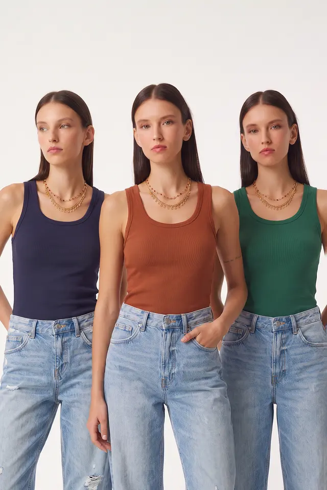 ISTANBUL 3-Pack Ribbed Cotton Cami Tops