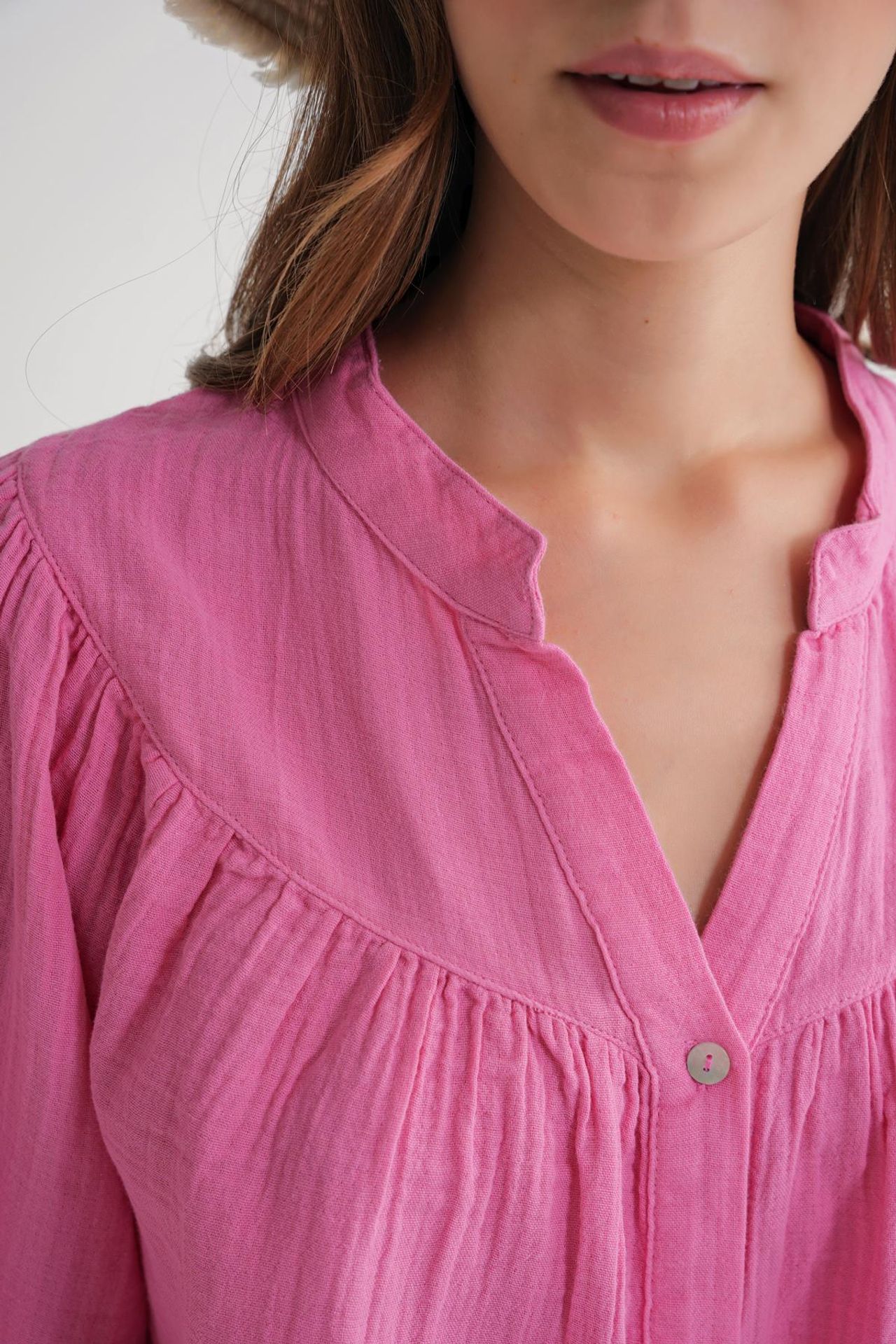 Mixray Cotton Mandarin Collar Button Shirt 6