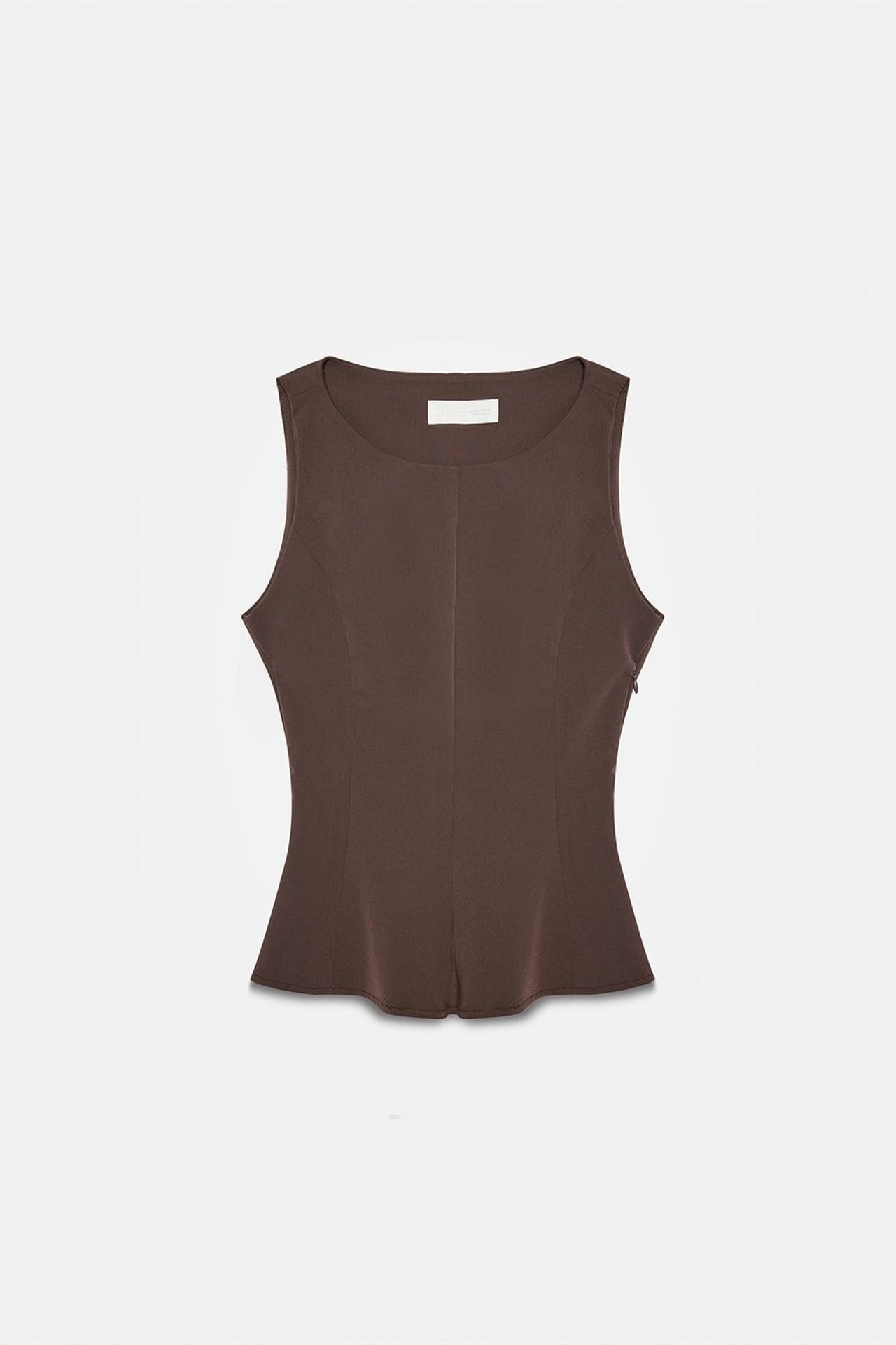 DILVIN Fitted Sleeveless Crepe Peplum Blouse 5