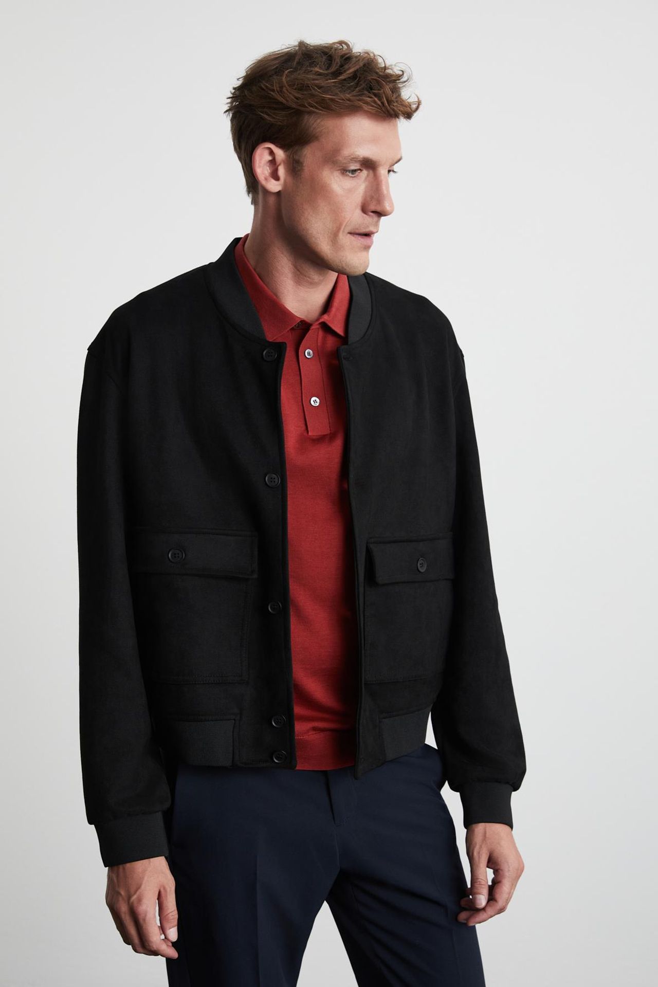 GRIMELANGE Bomber Collar Button Jacket 3
