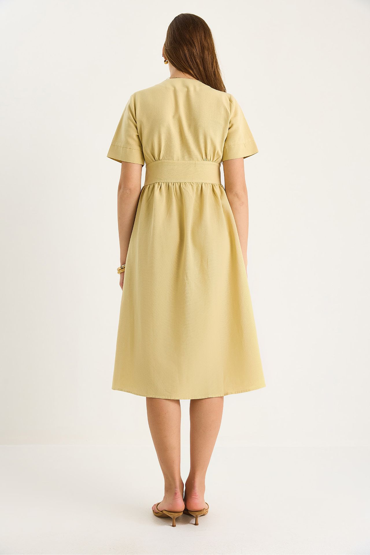 LUCCI V-neck Buttoned Midi Shirt Dress 6
