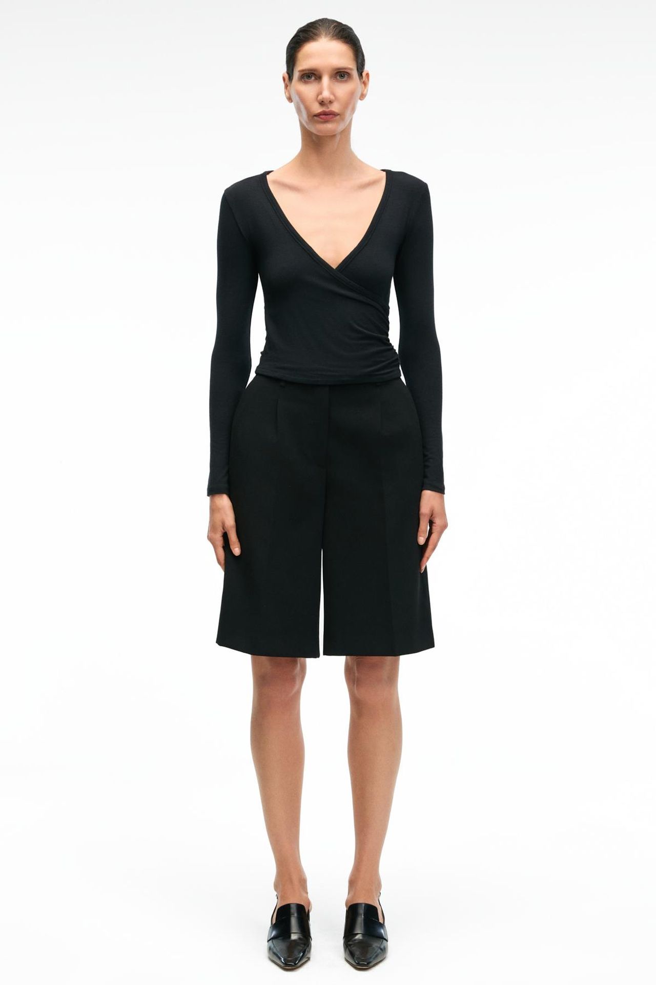 GRIMELANGE Slim Fit V-Neck Wrap Blouse 4
