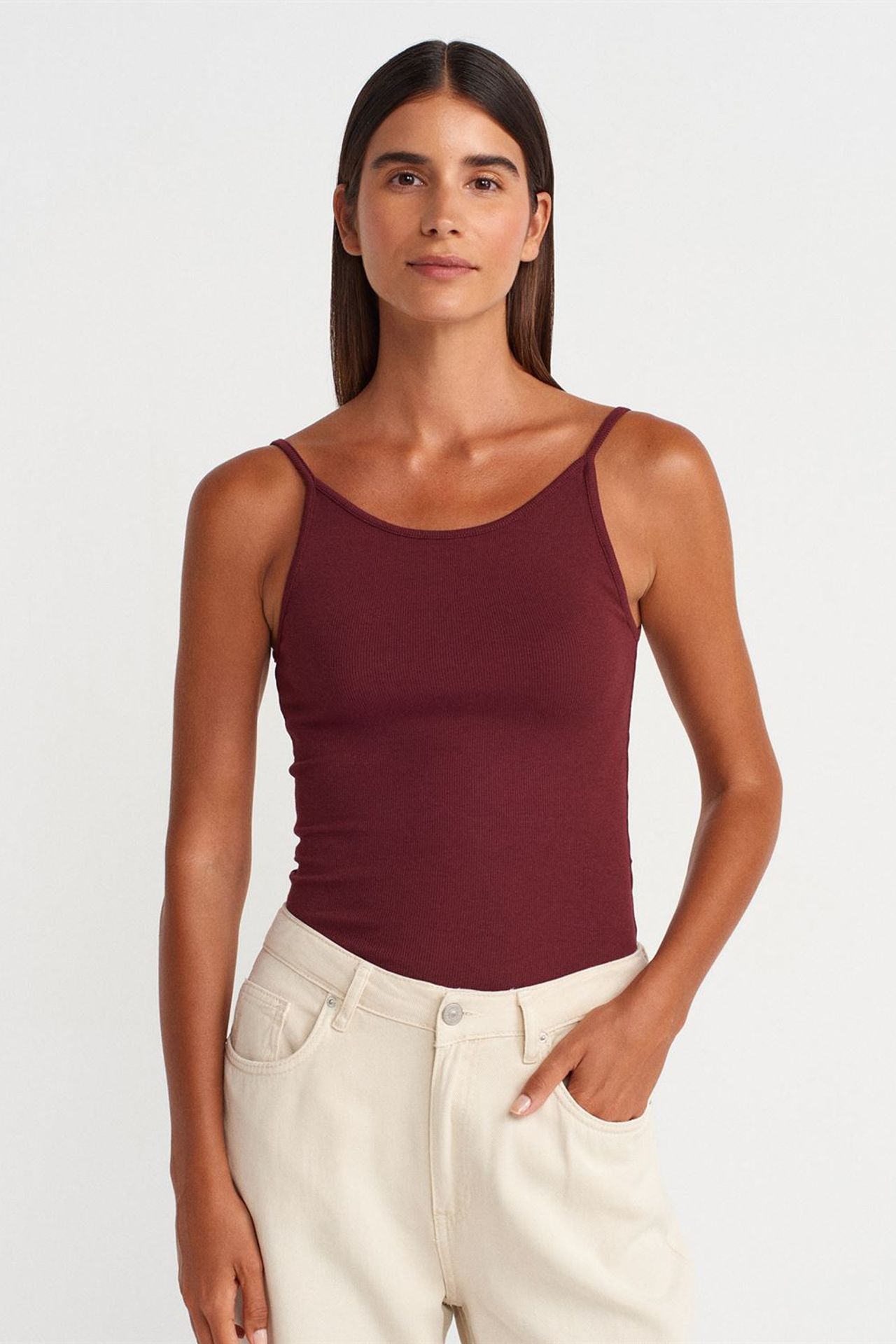 DILVIN Ribbed Sleeveless Slim Fit Blouse 1