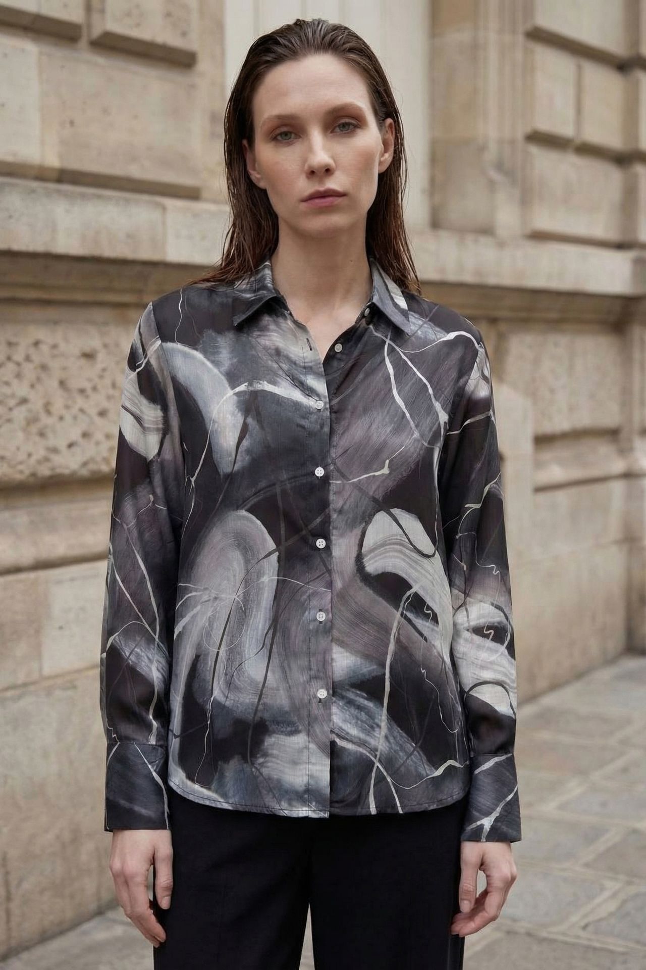 MY FASHION Abstract Print Button-Up Shirt 4