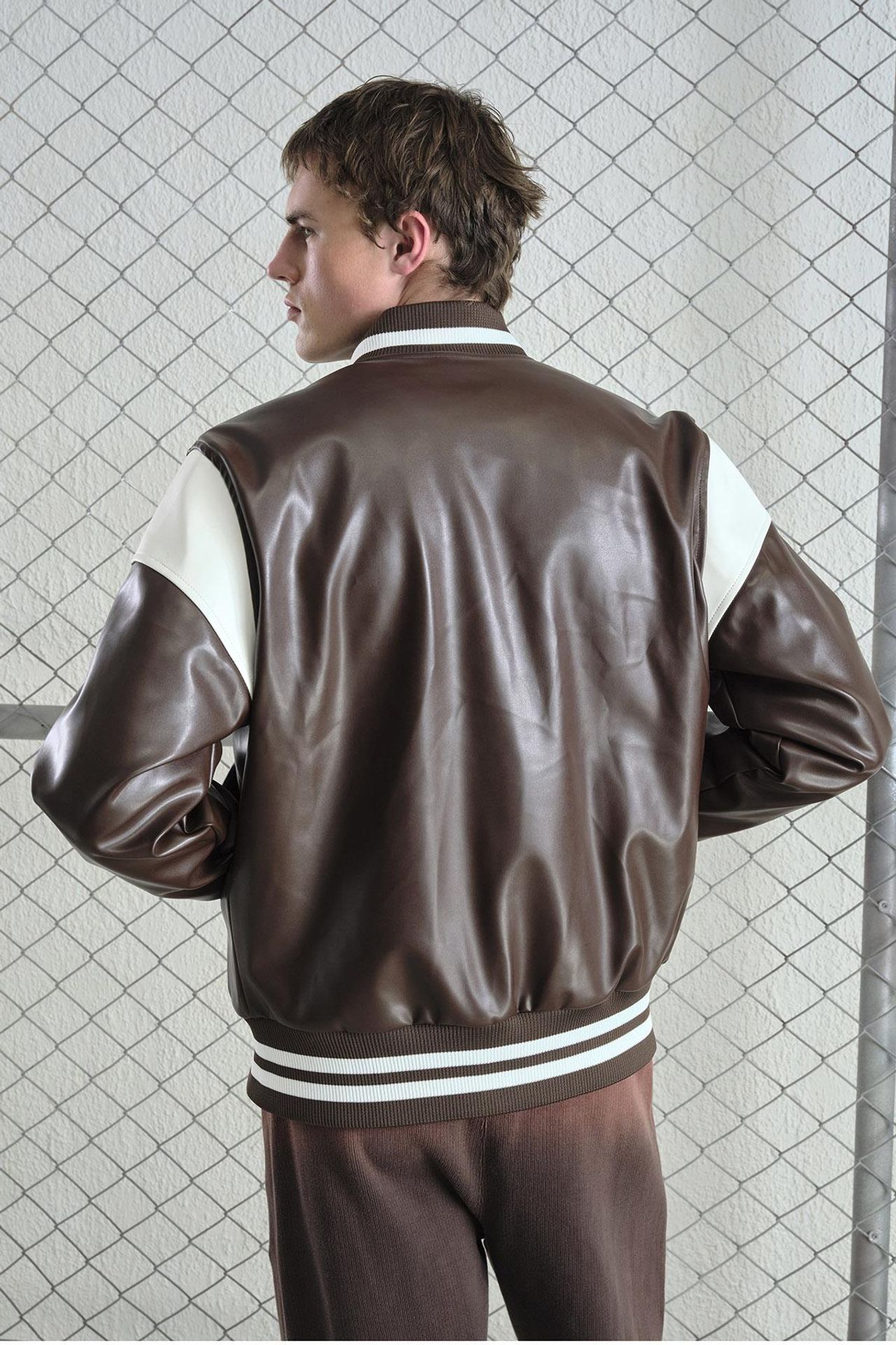 GIESTO Faux Leather Embroidered Zip-Up Jacket 3