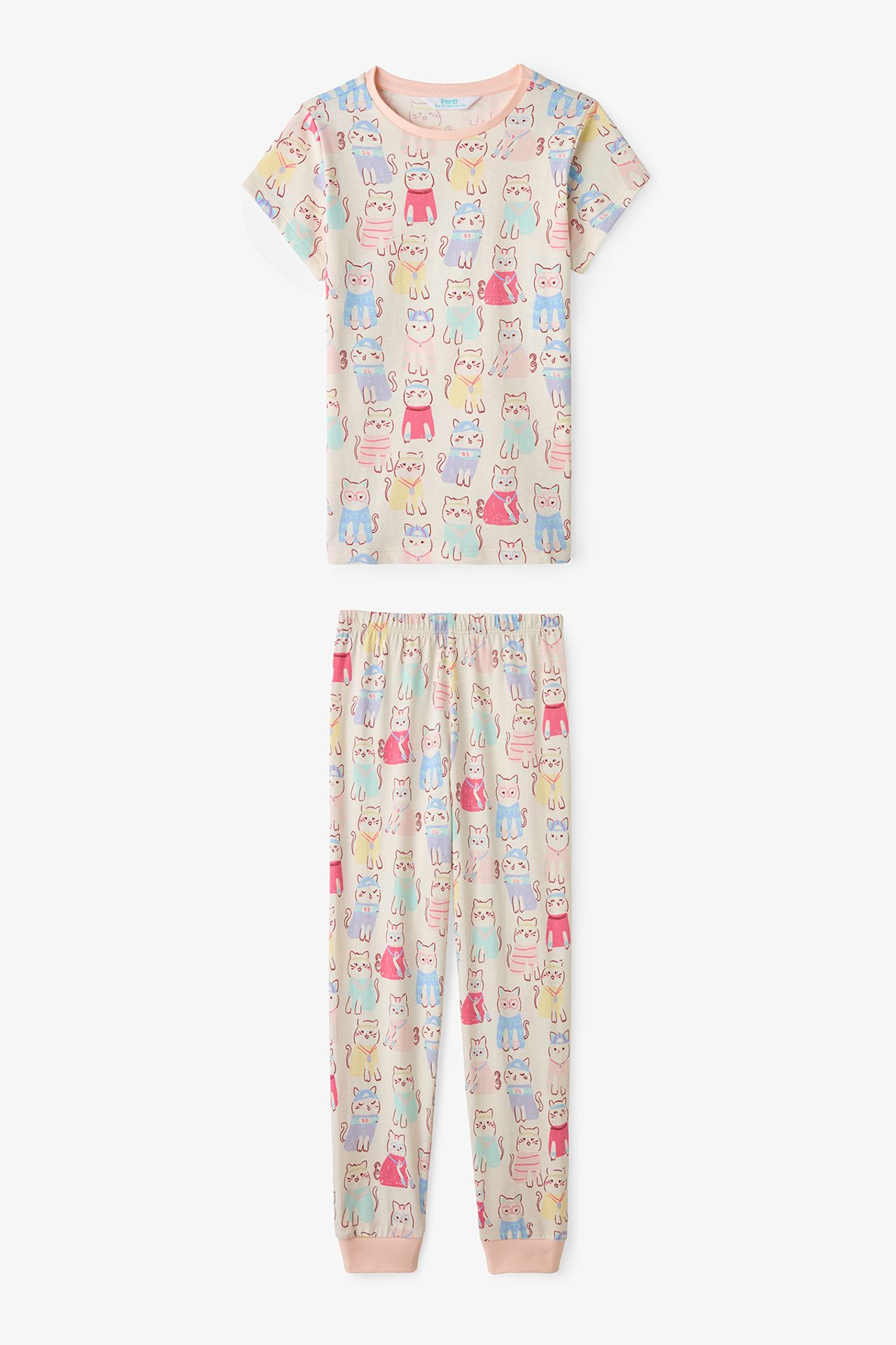PENTI Girls' Fast Cat Short Sleeve Pajama Set 6