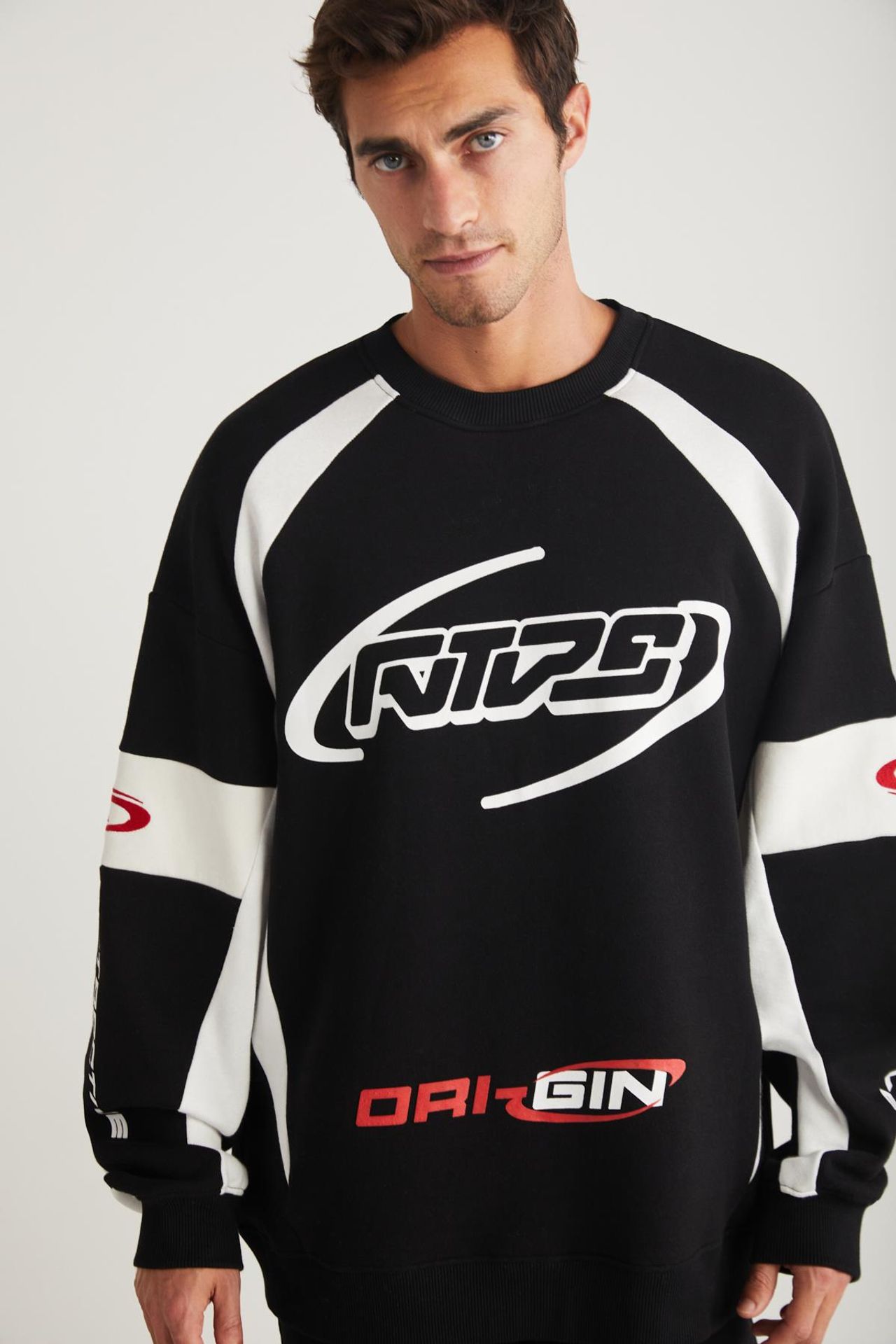 GRIMELANGE Baskılı Uzun Geniş Kesim Sweatshirt 3