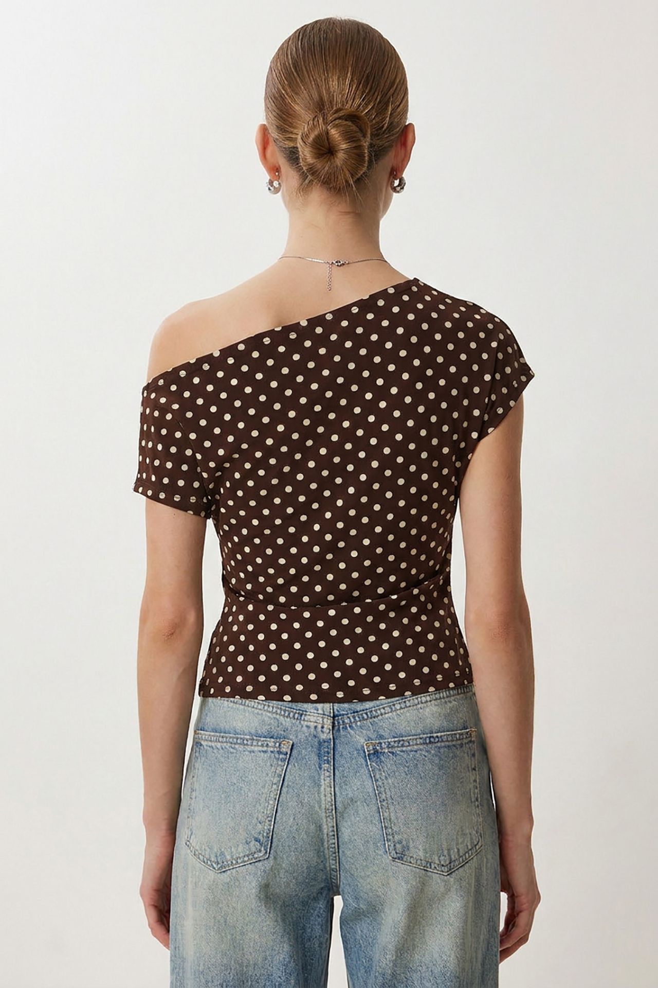 ISTANBUL Off-Shoulder Polka Dot Poplin Blouse 6