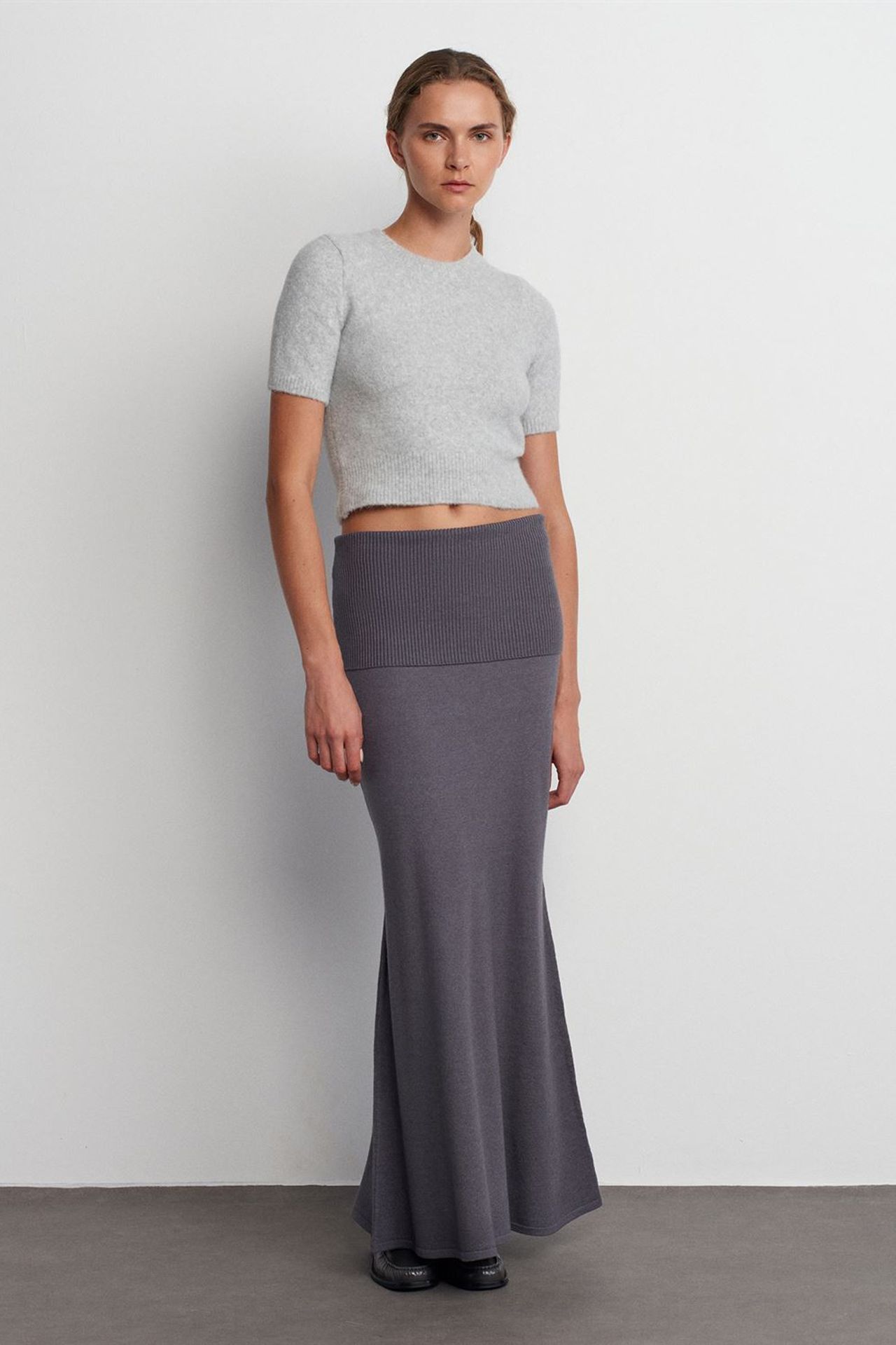 DILVIN High-Waist Ribbed Maxi Skirt 2