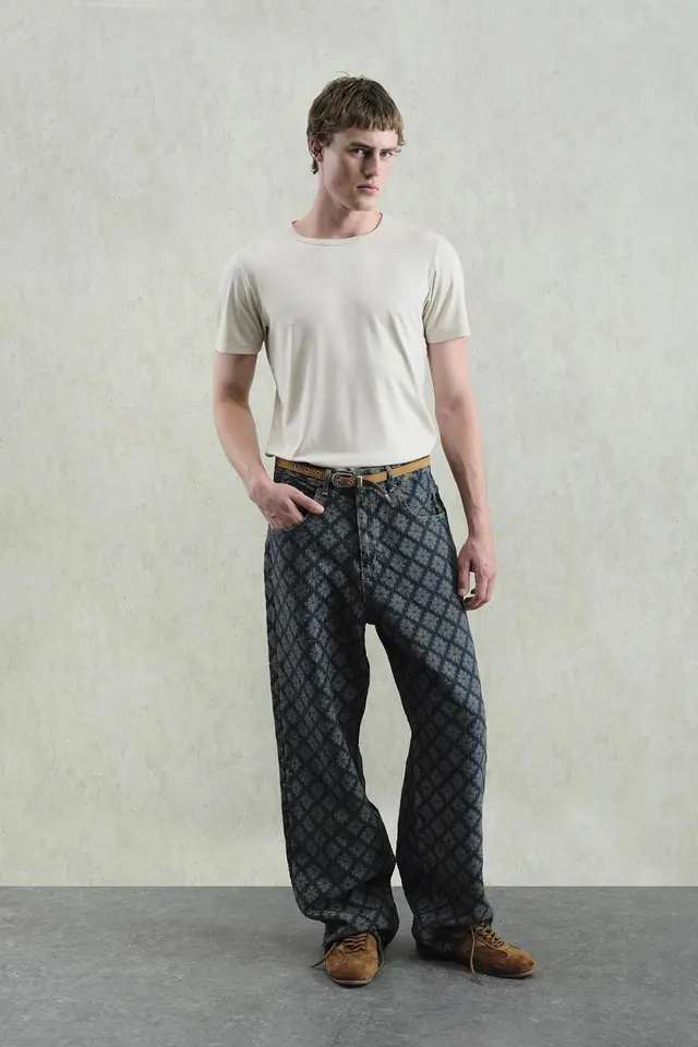 GIESTO Baggy Fit Printed Denim Jeans