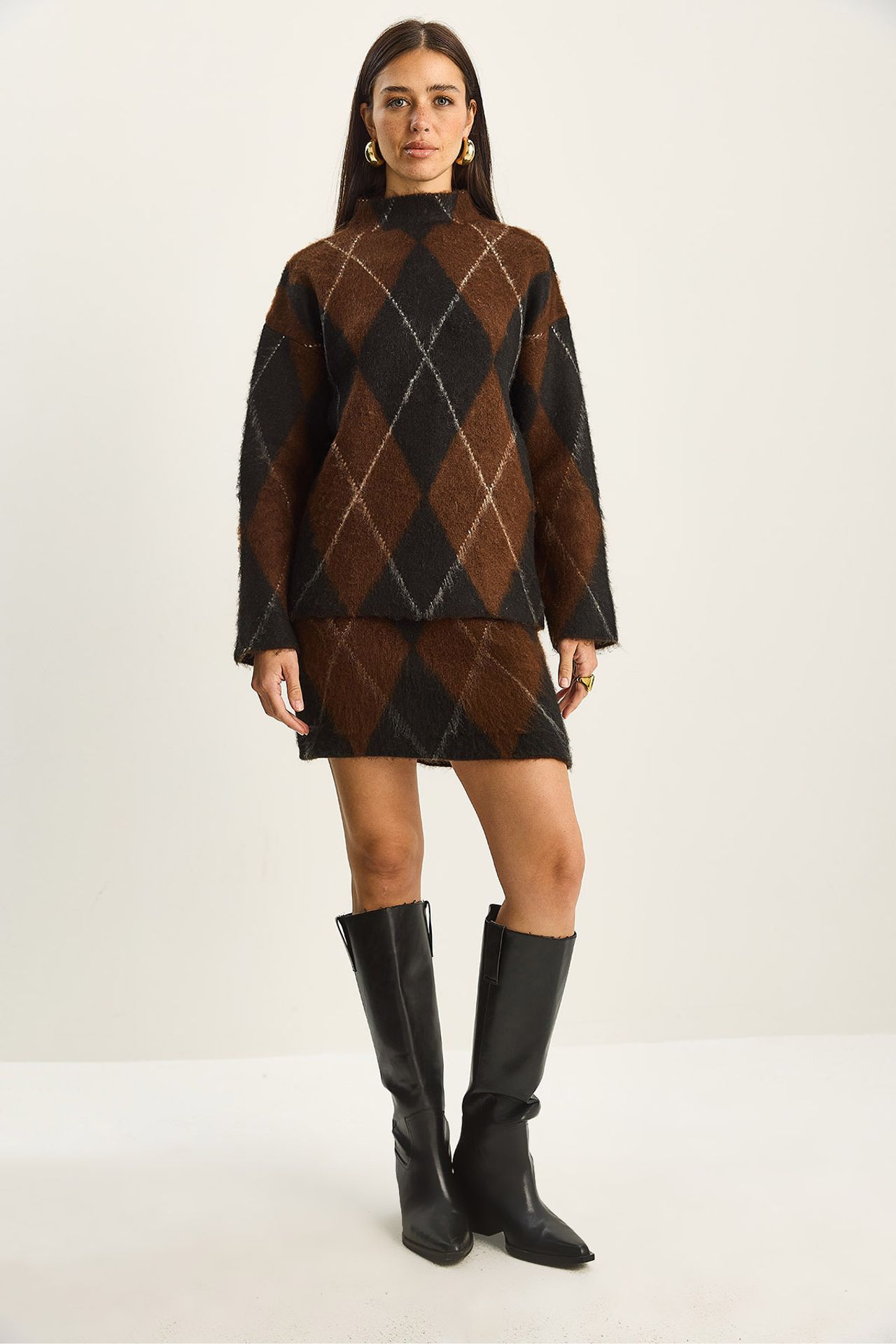 LUCCI Plaid Knitwear Two-Piece Set 5