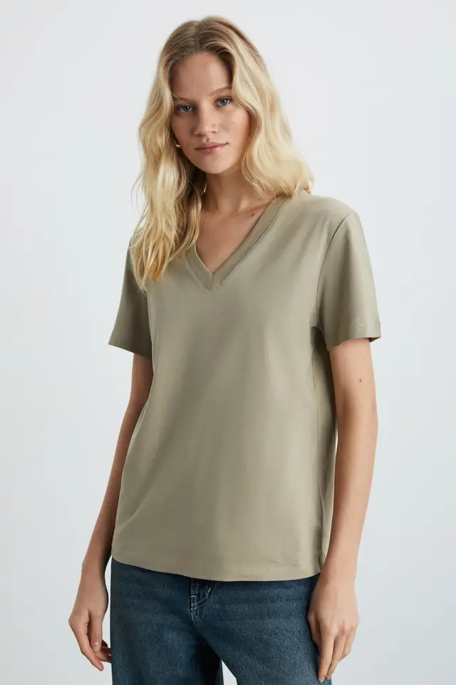 GRIMELANGE V-Neck Short Sleeve T-Shirt
