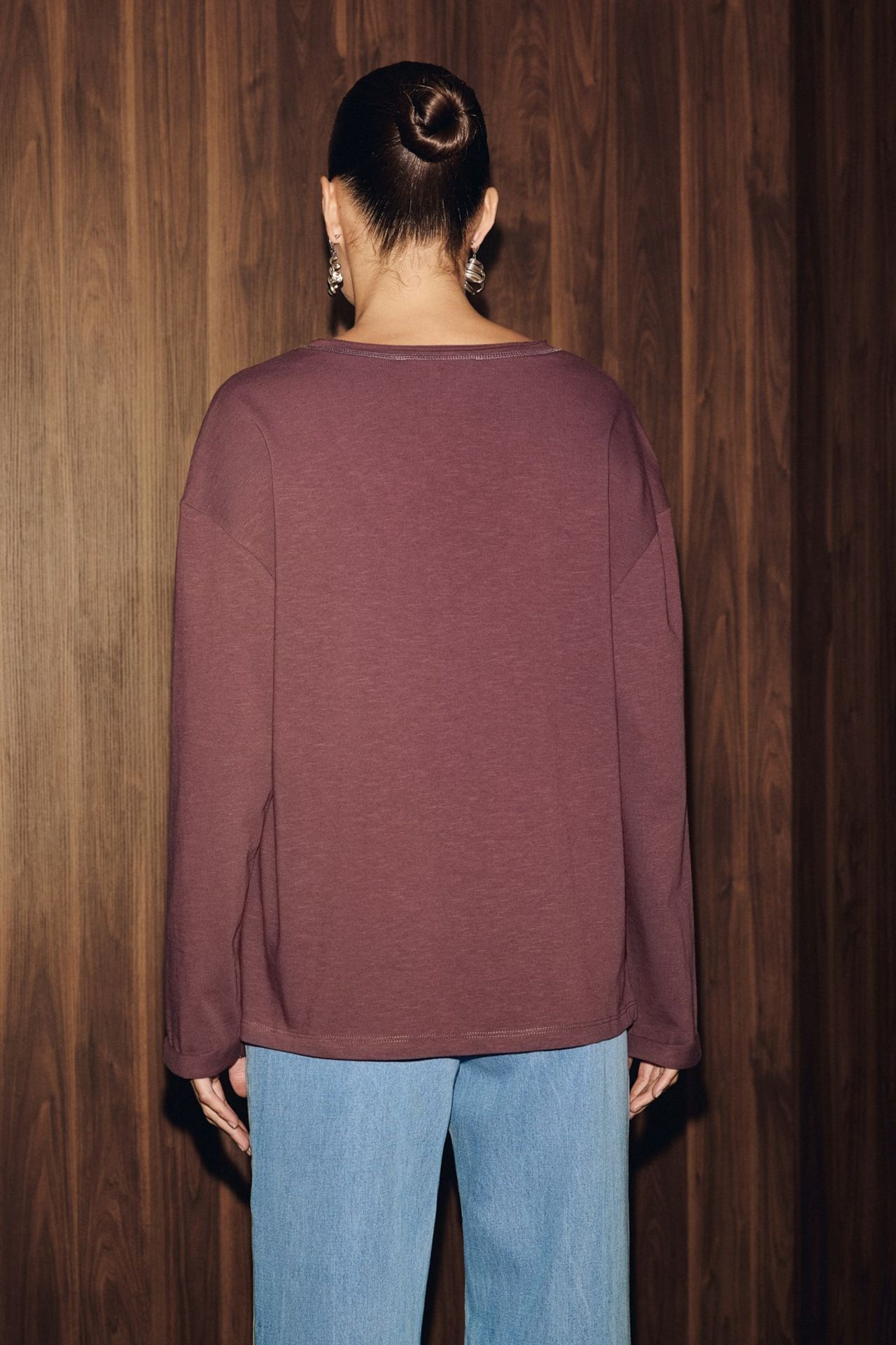 GRIMELANGE Oversized V-Neck Long Sleeve Blouse 4