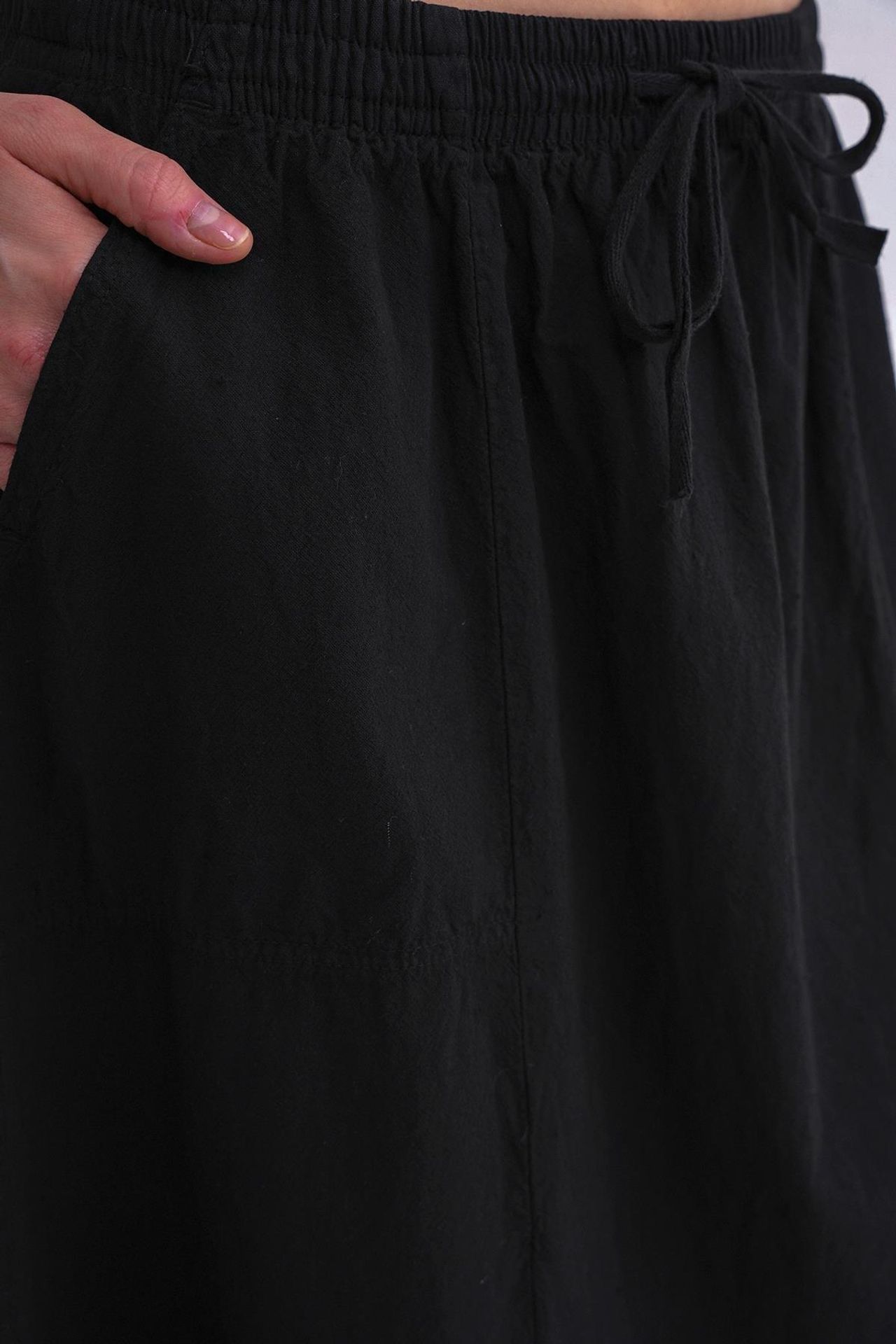 Mixray High-Waisted Poplin Skirt with Drawstring Detail 5