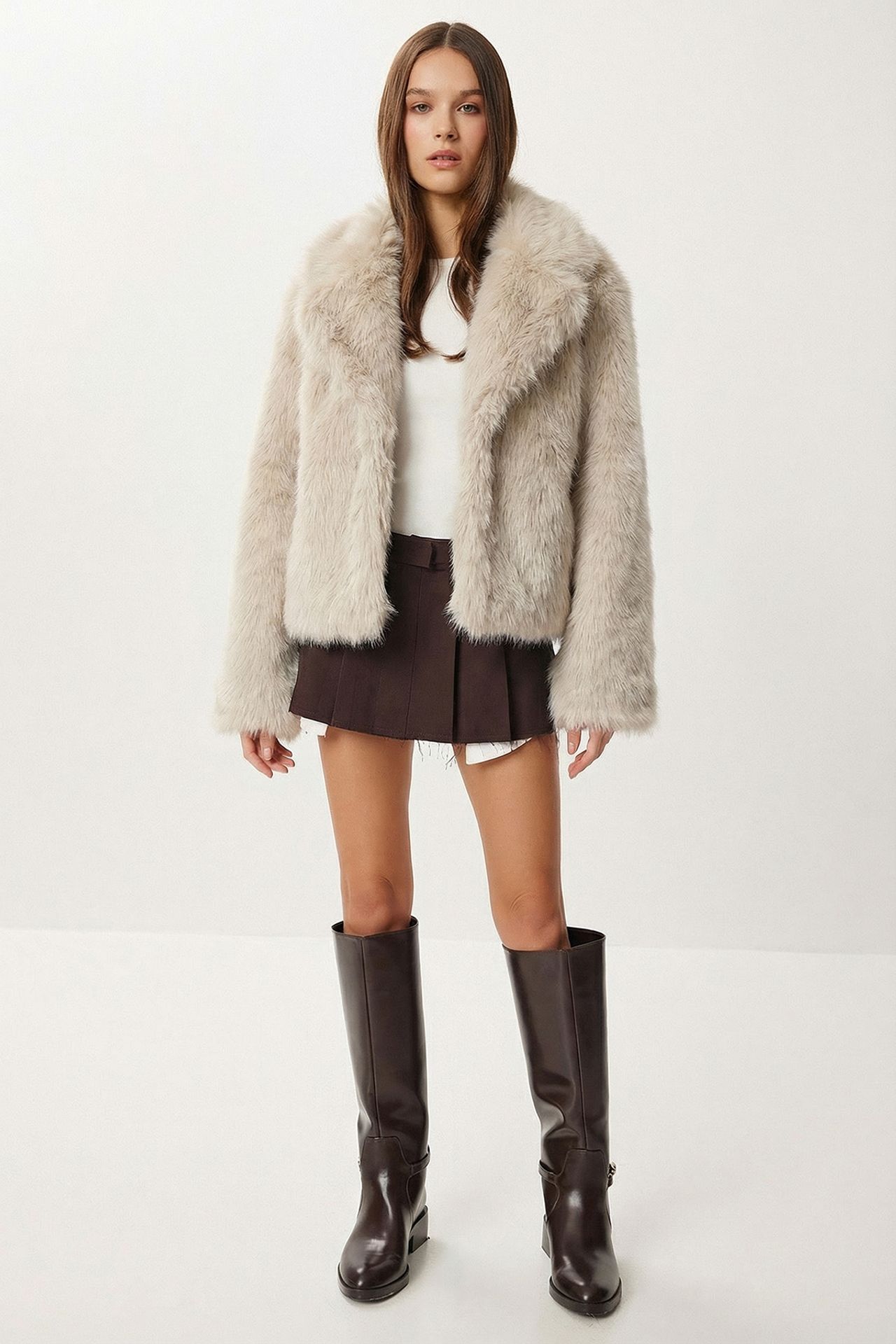 ISTANBUL Faux Fur Shawl Collar Jacket 2