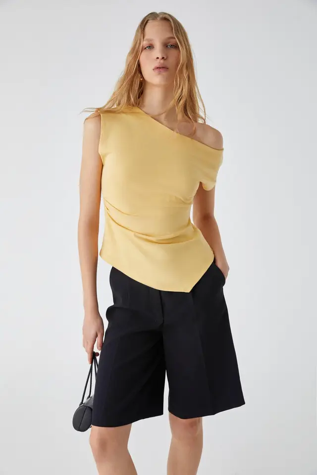 GRIMELANGE Asymmetrical One-Shoulder Blouse