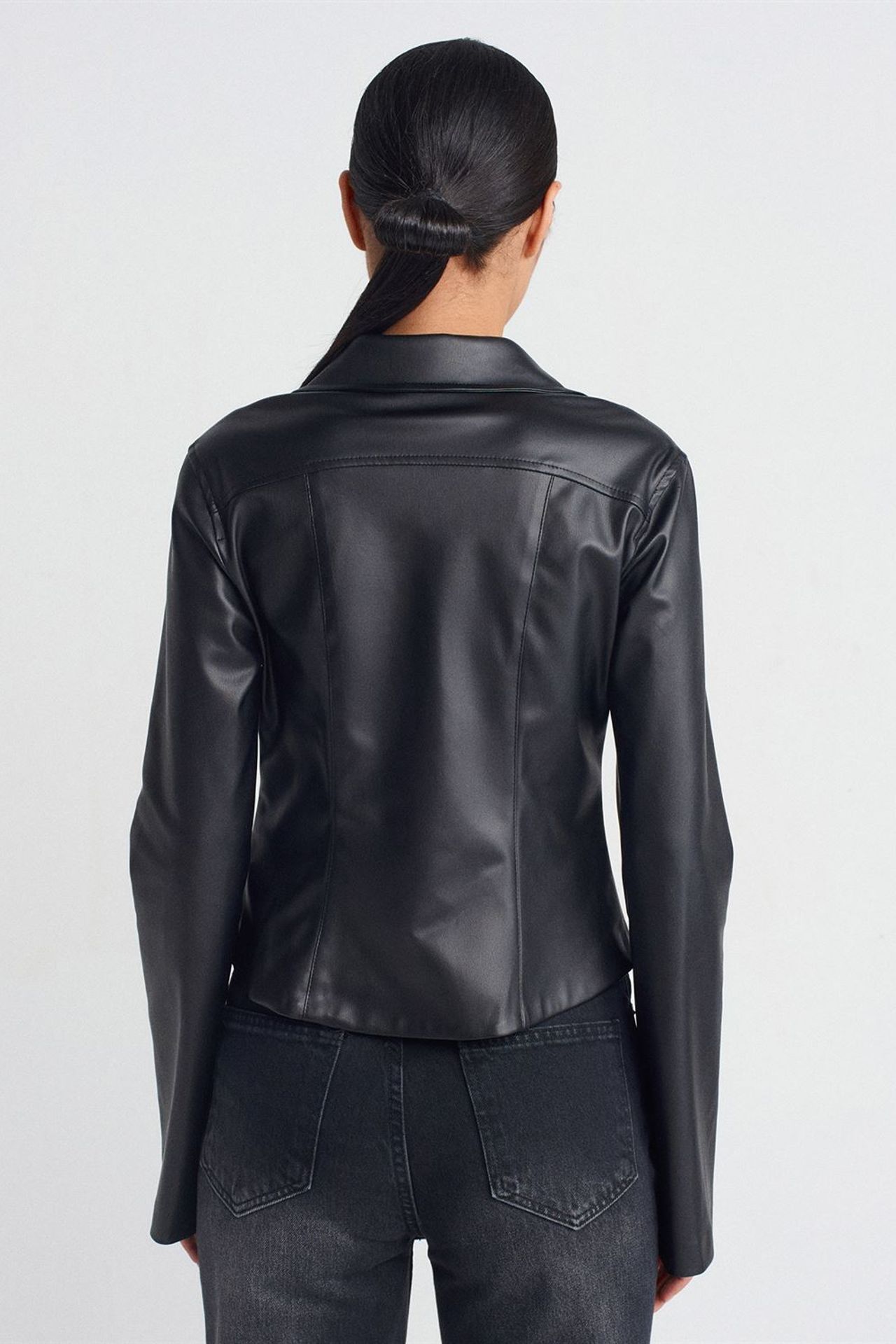 DILVIN Slim Fit Faux Leather Shirt 2
