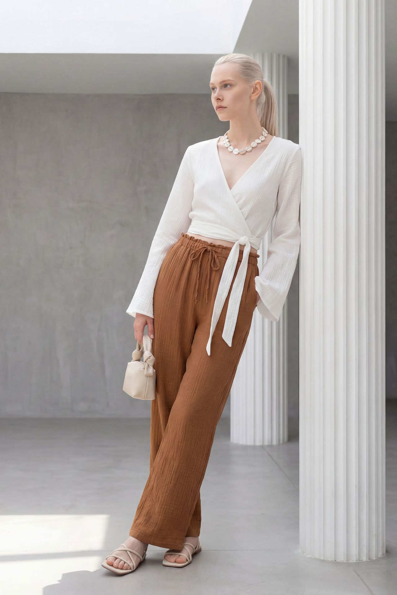 MY FASHION Elastic Waist Straight Leg Pants 3