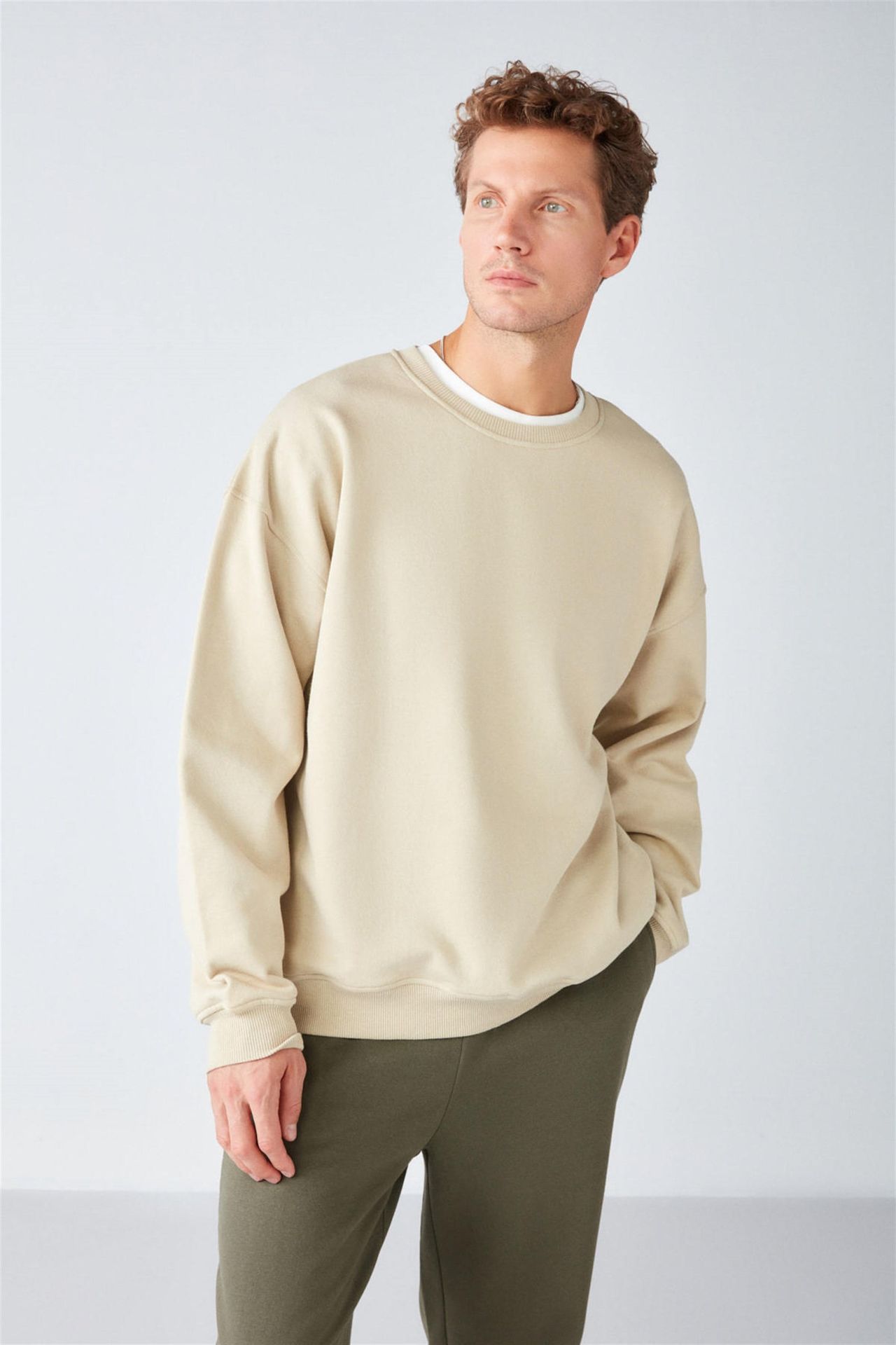 GRIMELANGE Bol Kesim Fitilli Bisiklet Yaka Sweatshirt 1