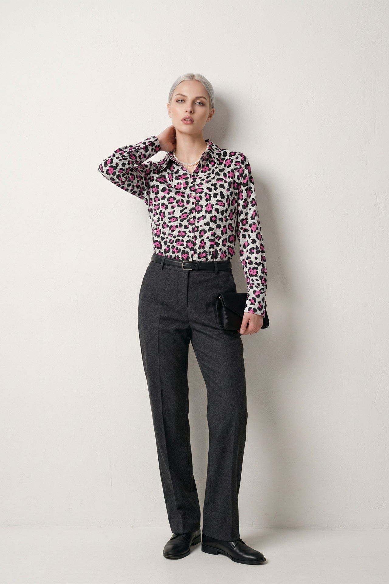 MY FASHION Leopard Print Long Sleeve Button-Up Shirt 2