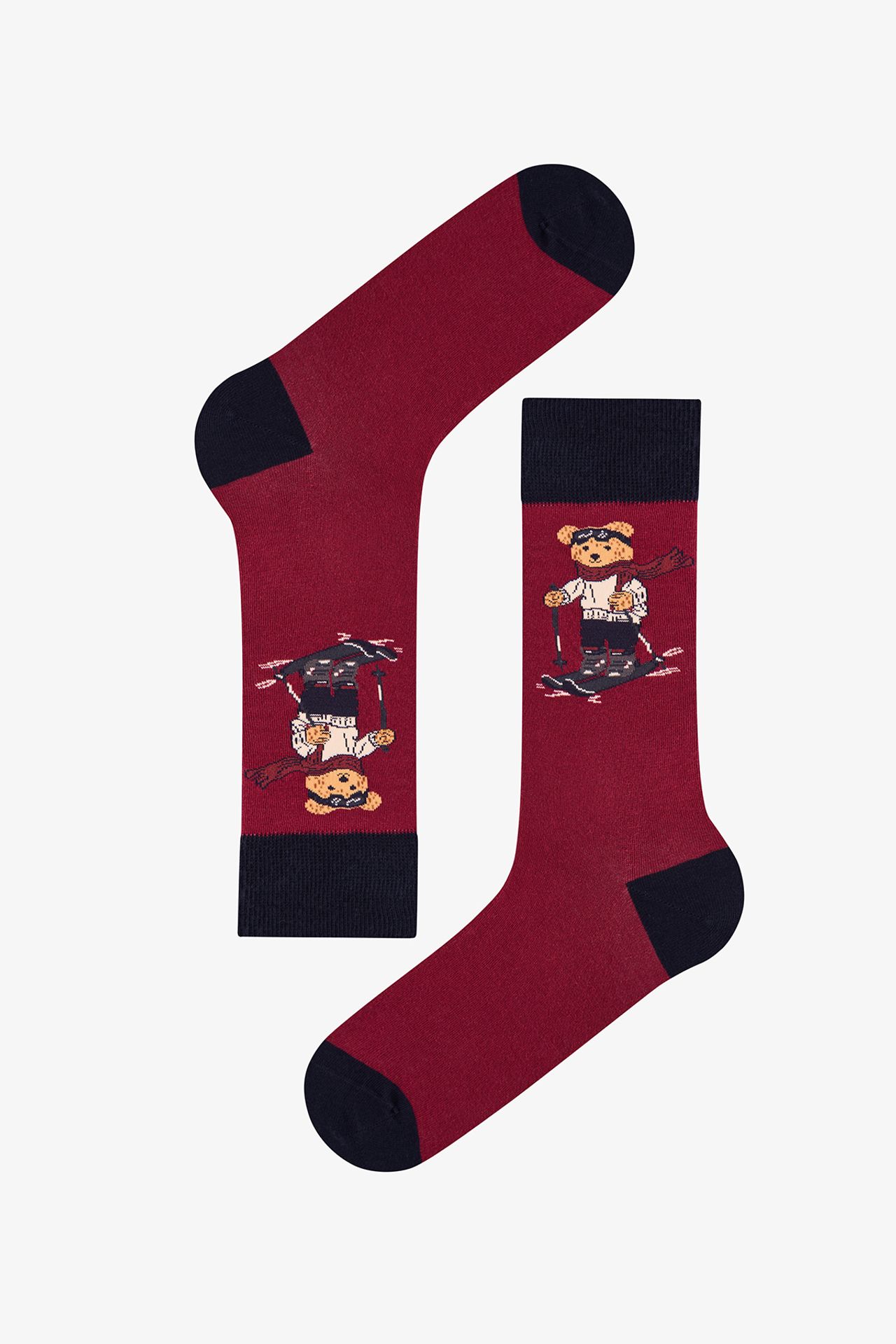 PENTI Men's Ski Buddy New Year Patterned 2-Pack Crew Socks 3