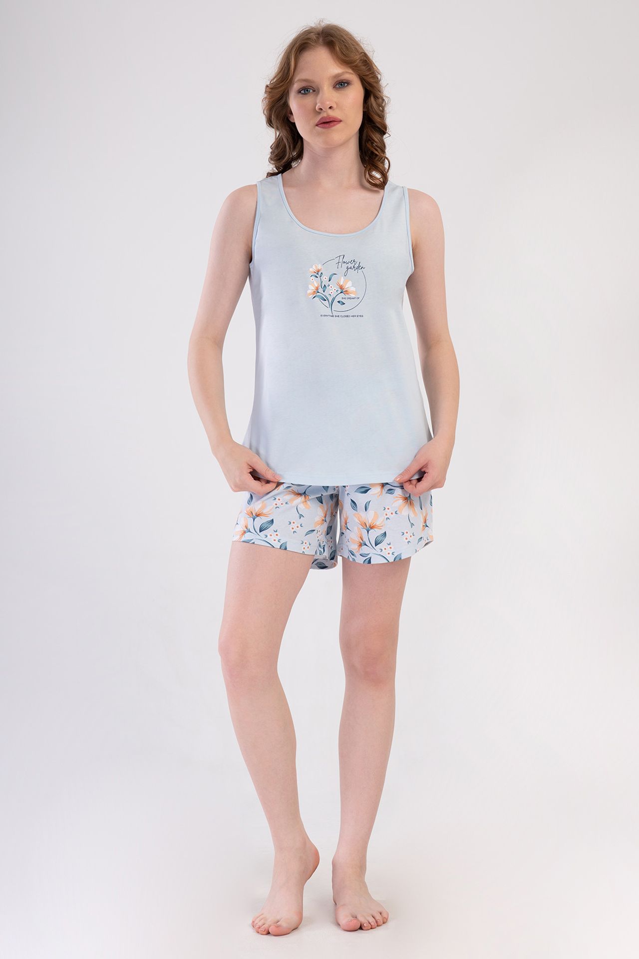 YAKE Çiçek Desenli İki Parçalı Pijama Takımı 1