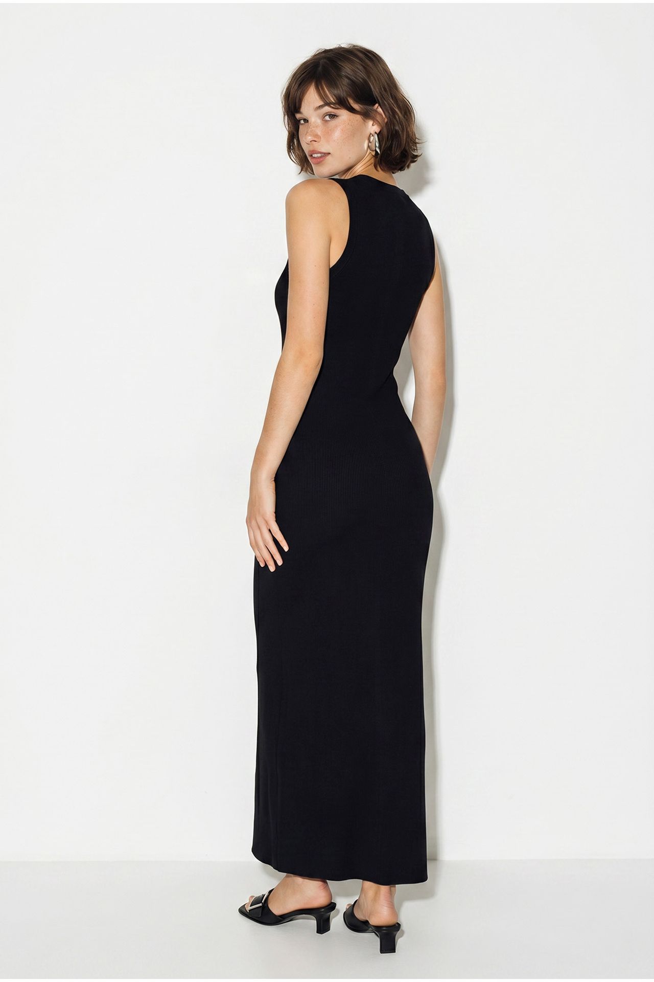 LUCCI Kolsuz Fitilli Bodycon Maxi Elbise 4