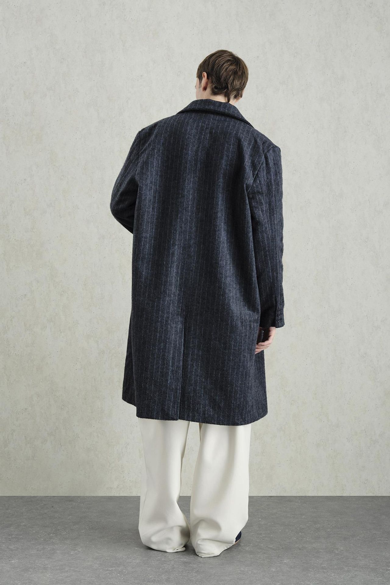 Double-Breasted Striped Long Overcoat 3