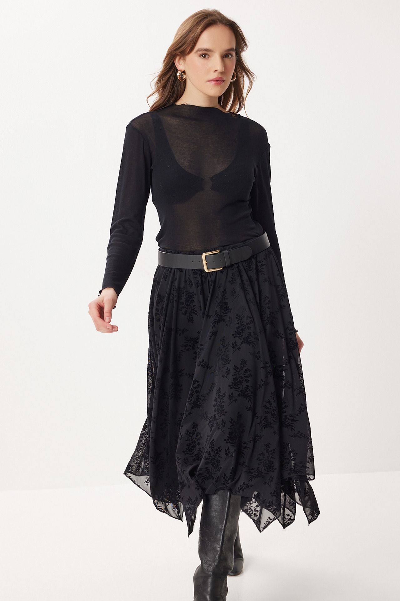 ISTANBUL High Waist Floral Midi A-Line Skirt 3
