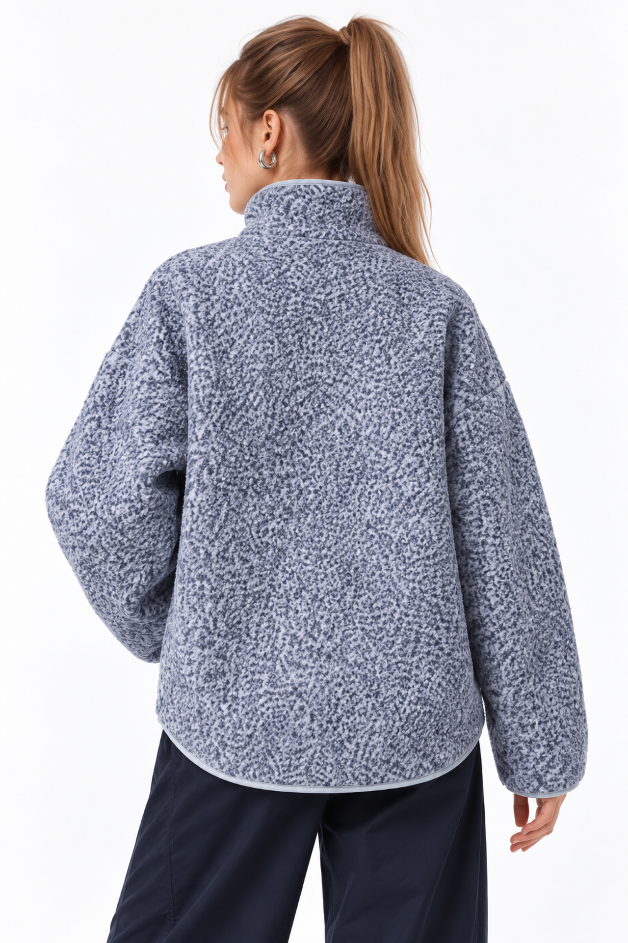 MIXRAY Kadın Yarım Fermuarlı Dokulu Sweatshirt 6