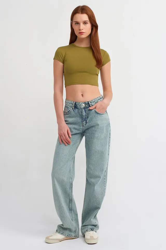 DILVIN Mid-Waist Straight-Leg Cotton Denim Jeans